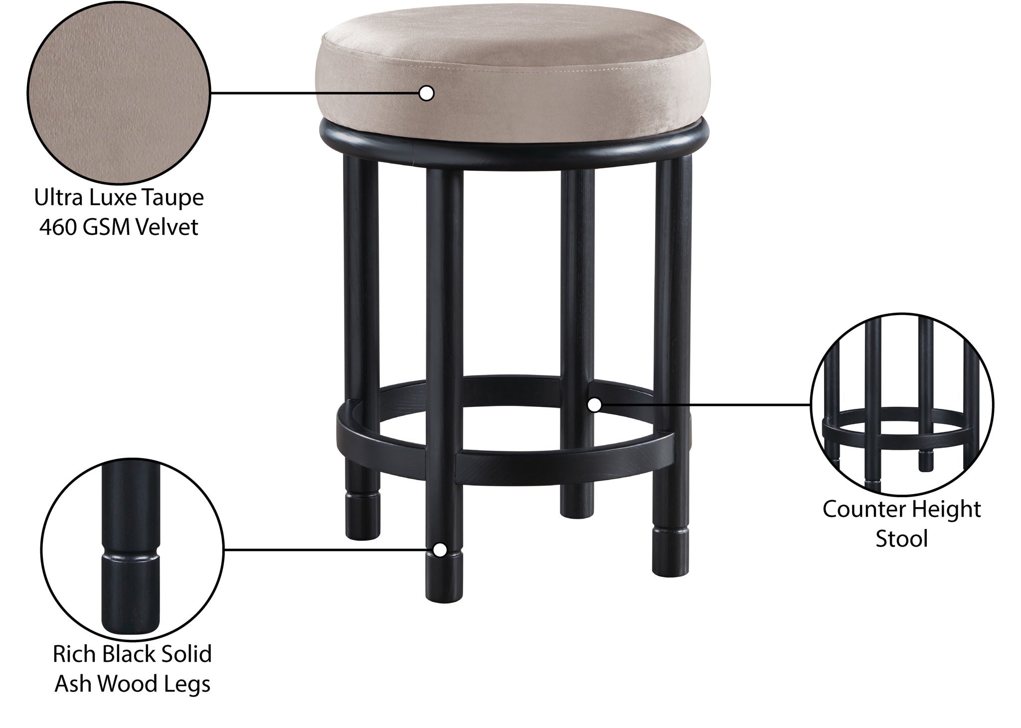Monette - Counter Stool With Black Base