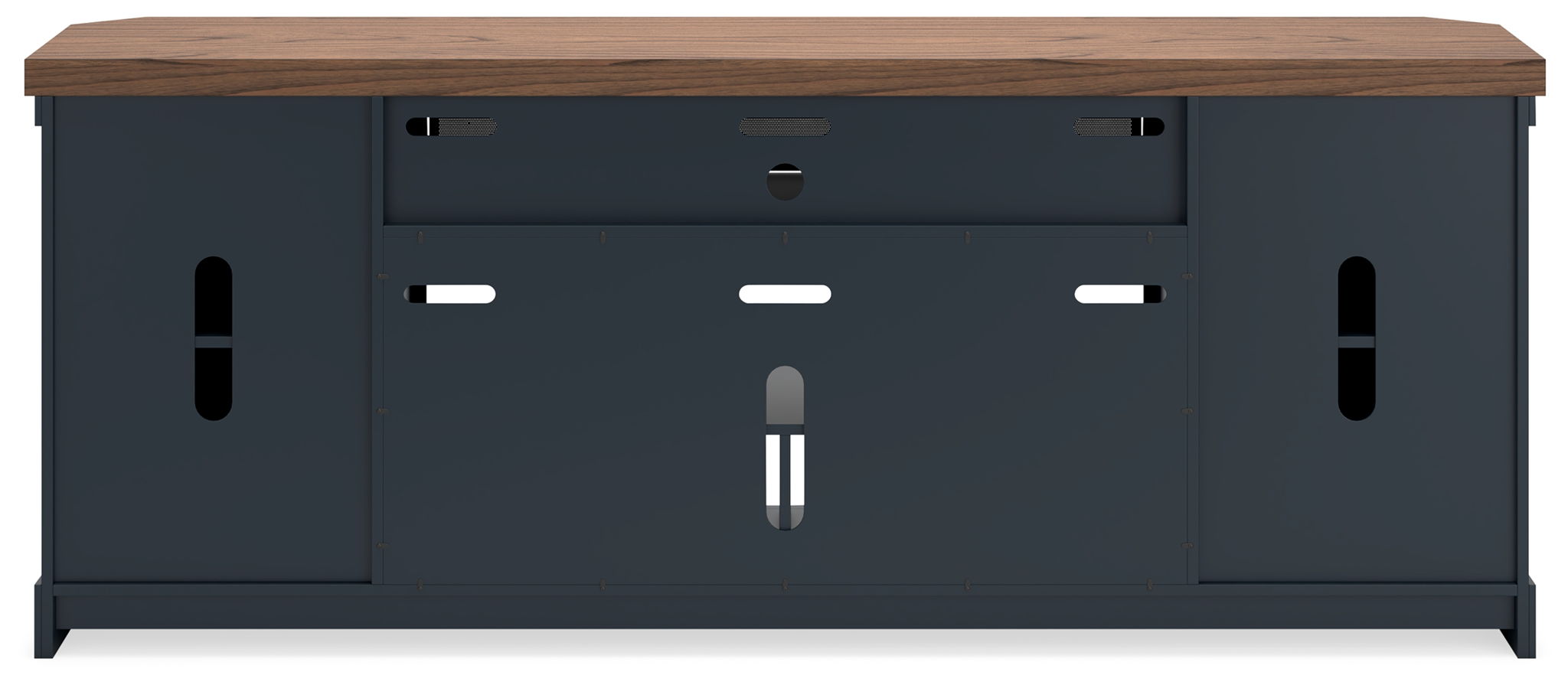 Landocken - XL TV Stand W/Fireplace Option - Brown / Blue