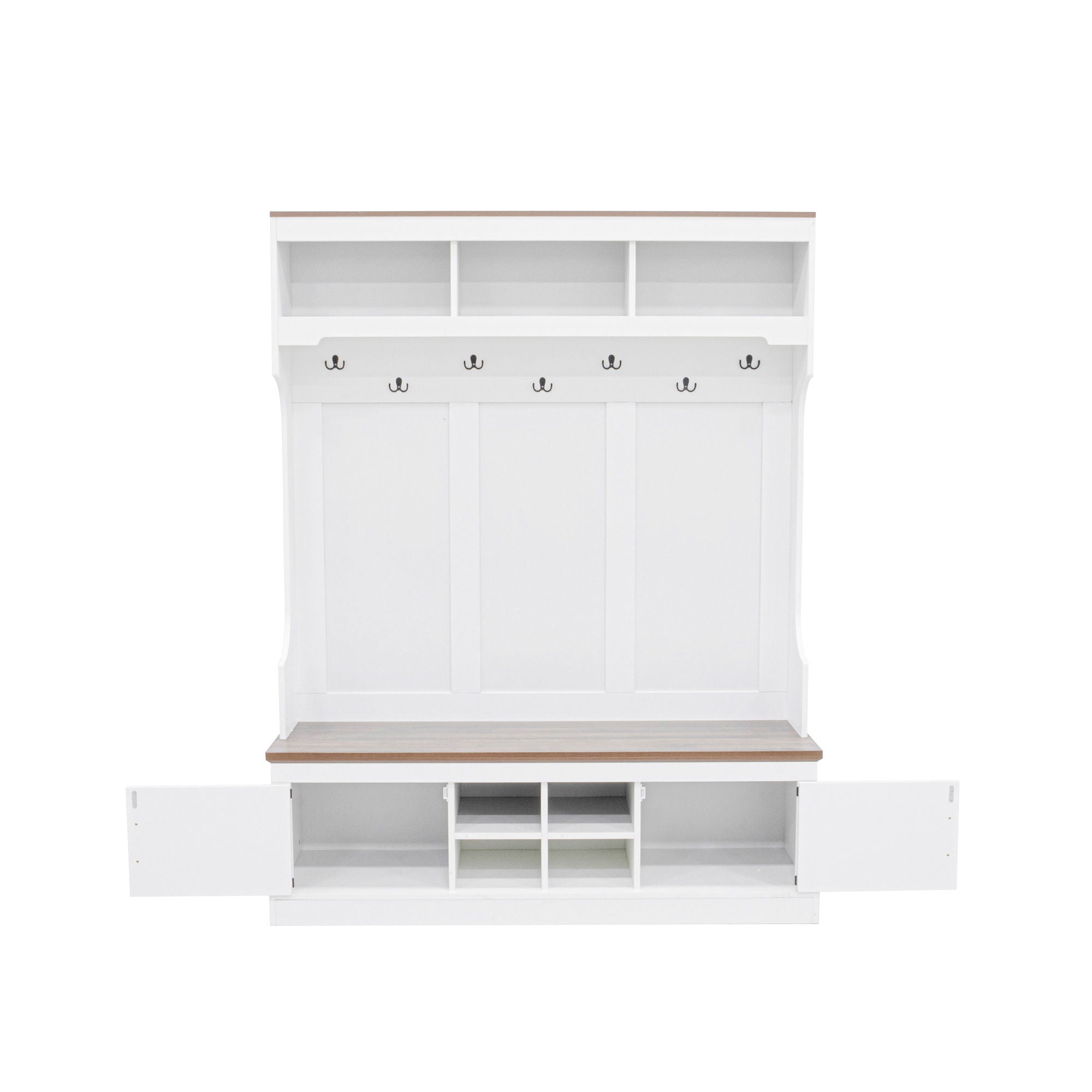 Farmhouse Hall Tree With Bench And Shoe Storage