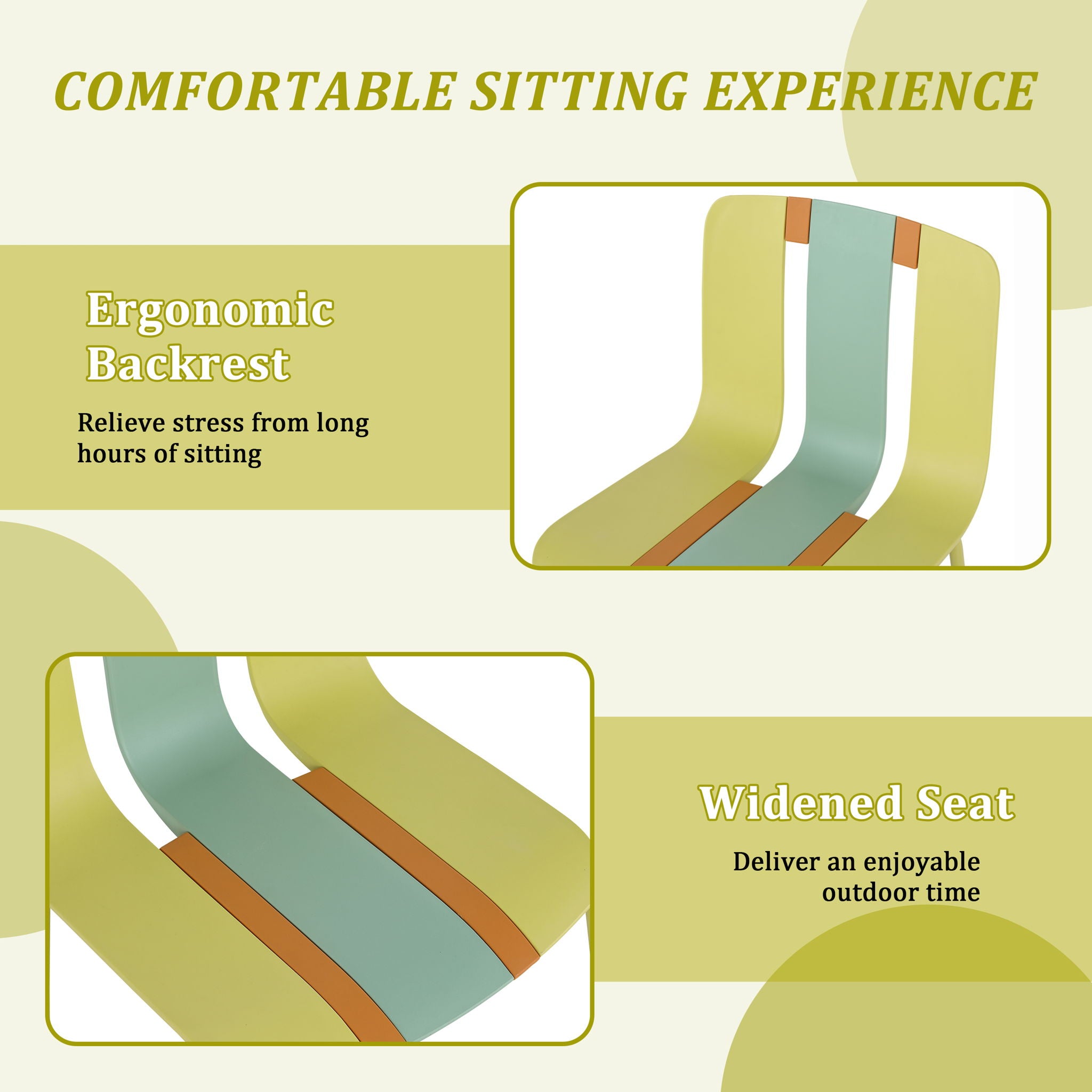4 Piece Set Of Modern Striped Color Blocking Single Chairs With Round Table