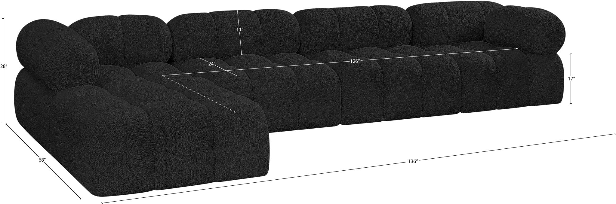 Ames - 5 Piece Fabric Modular Sectional