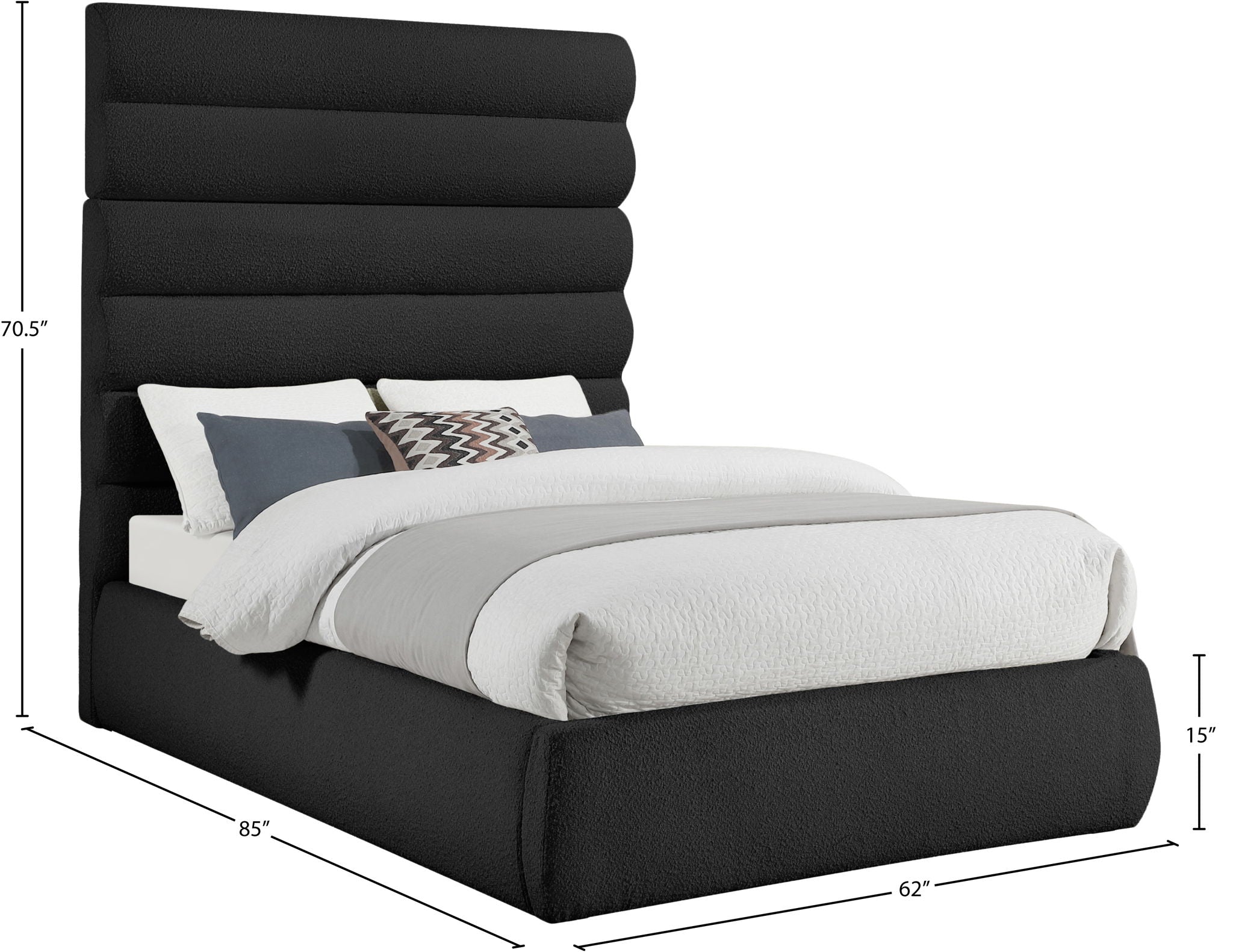 Adam - Boucle Fabric Bed With 70.5" Headboard