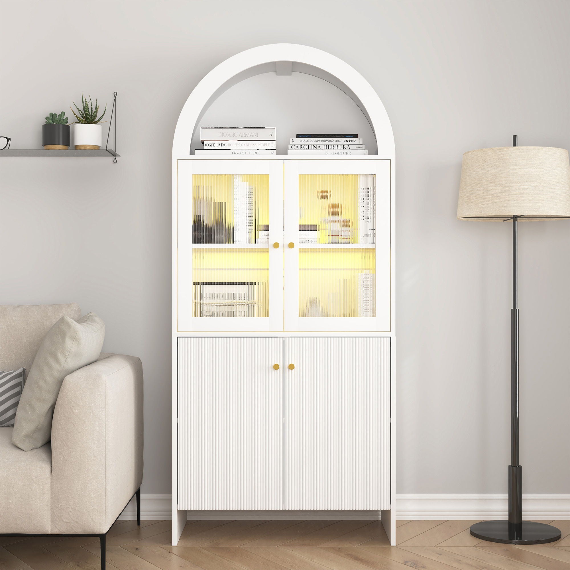 Modern Tech Inspired Dome Cabinet With LED Lighting