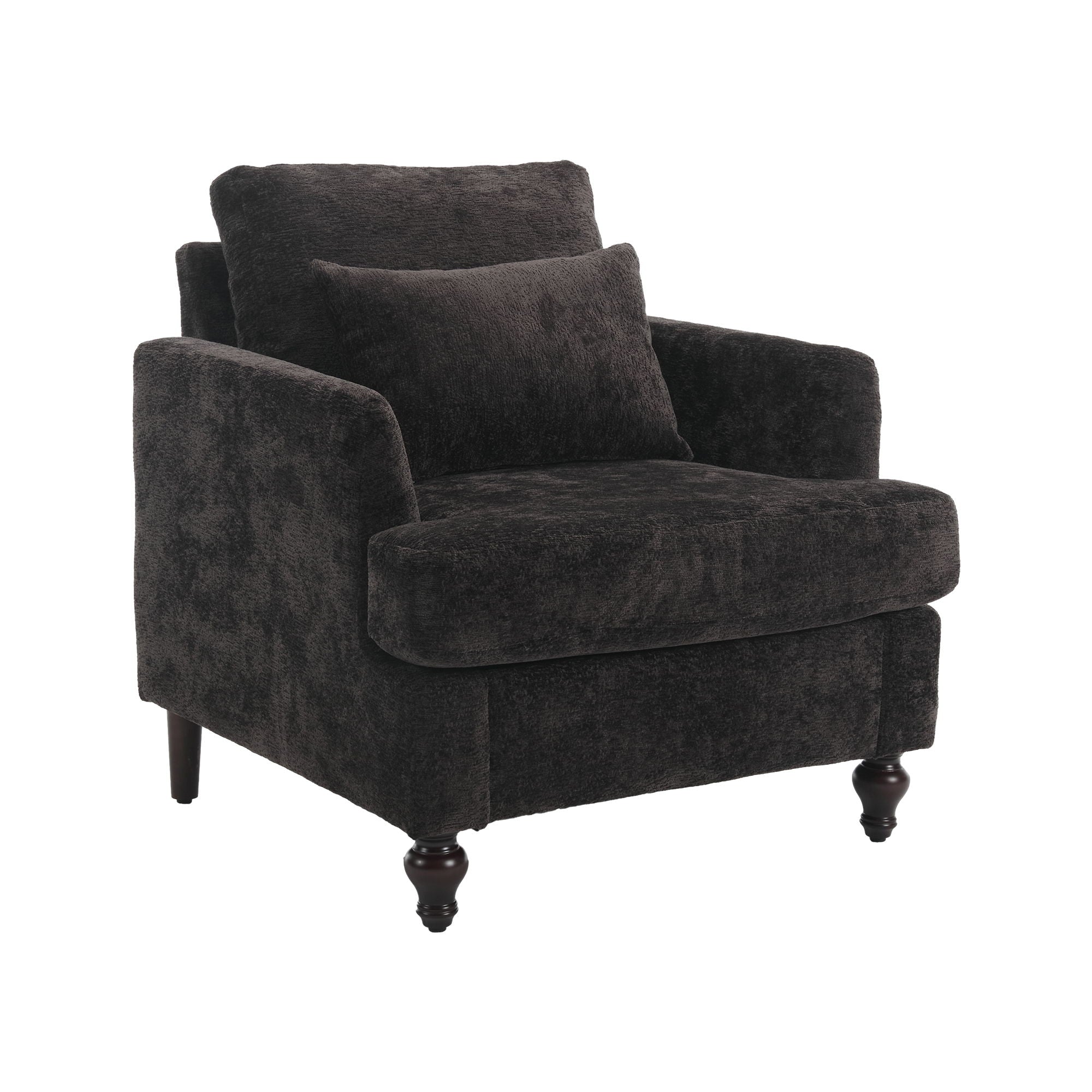 Modern Mid Century Wood Frame Armchair With Tufted Design