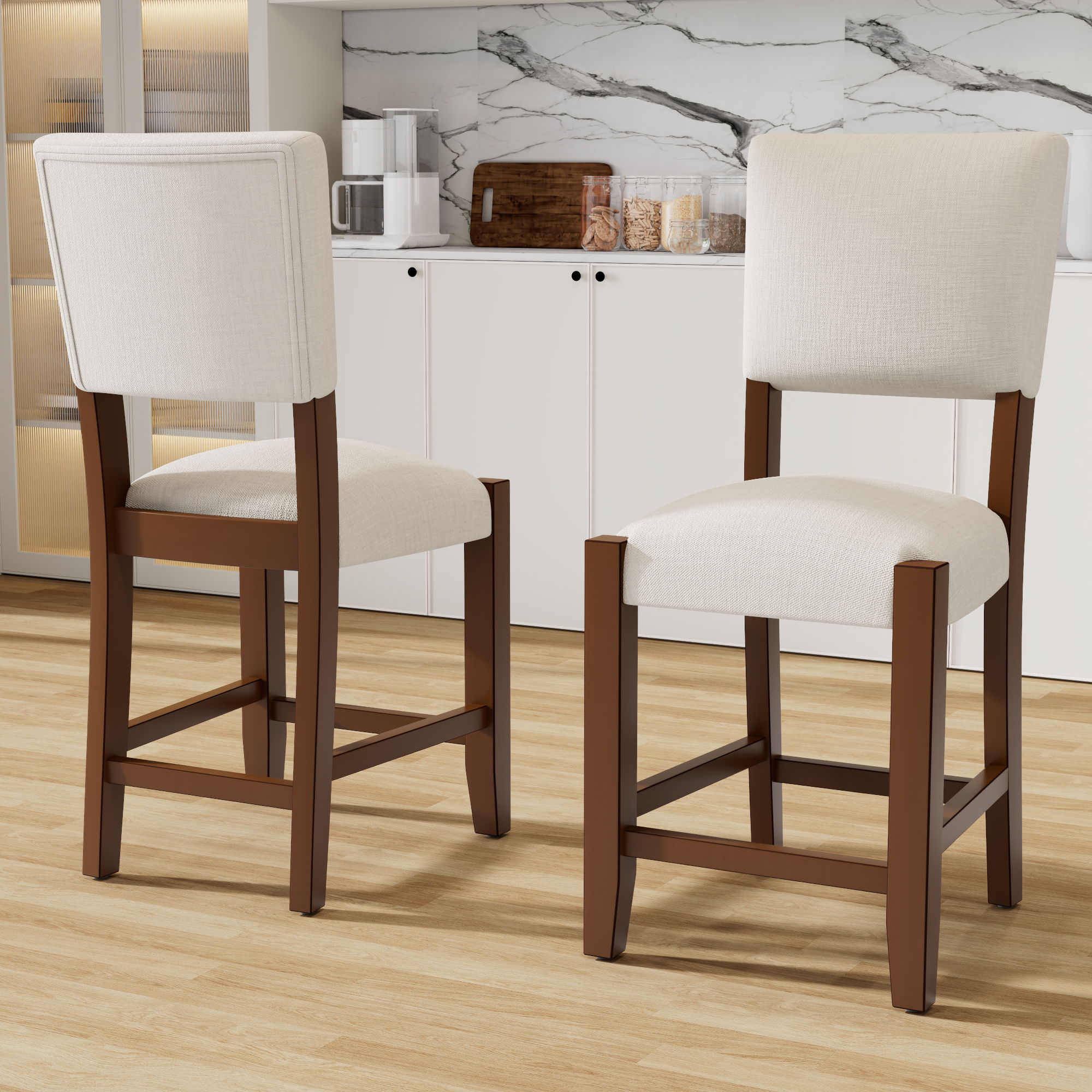 Mid Century Modern Bar Stools, Upholstered Counter Chairs