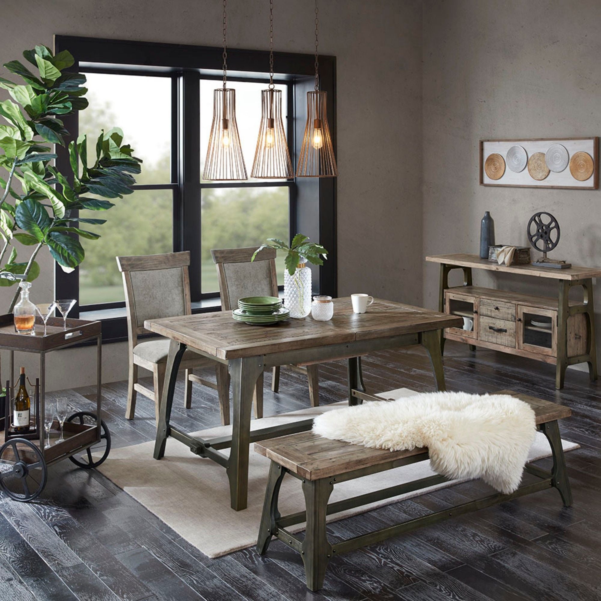 Dining Side Chair Set With Cushioned Back And Seat (Set of 2) - Weathered Gray / Natural