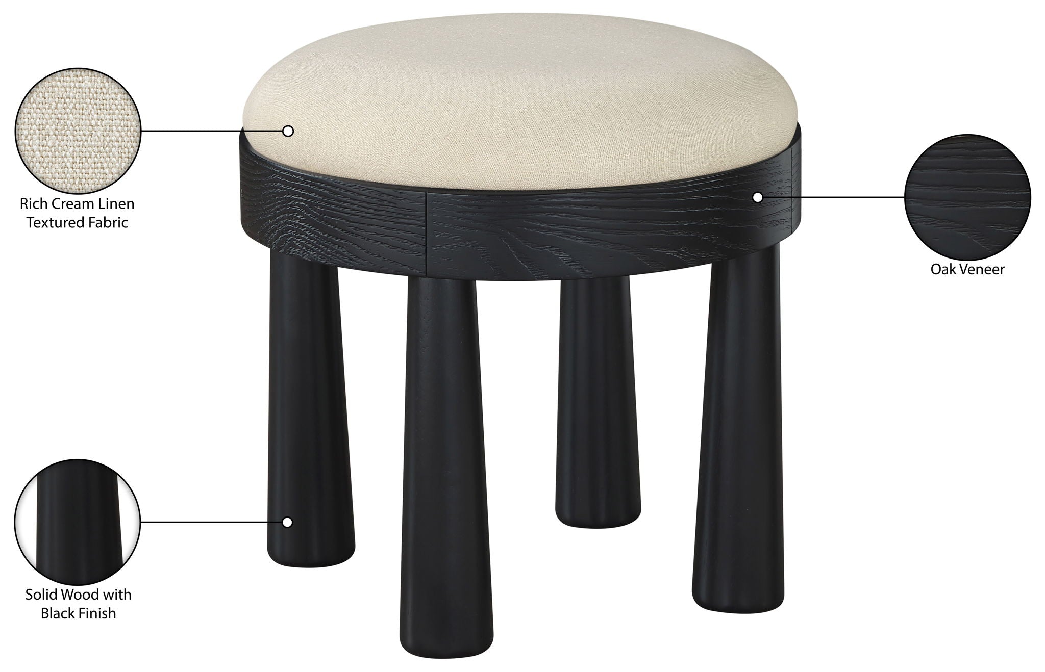 Larea - Upholstered Ottoman - Cream