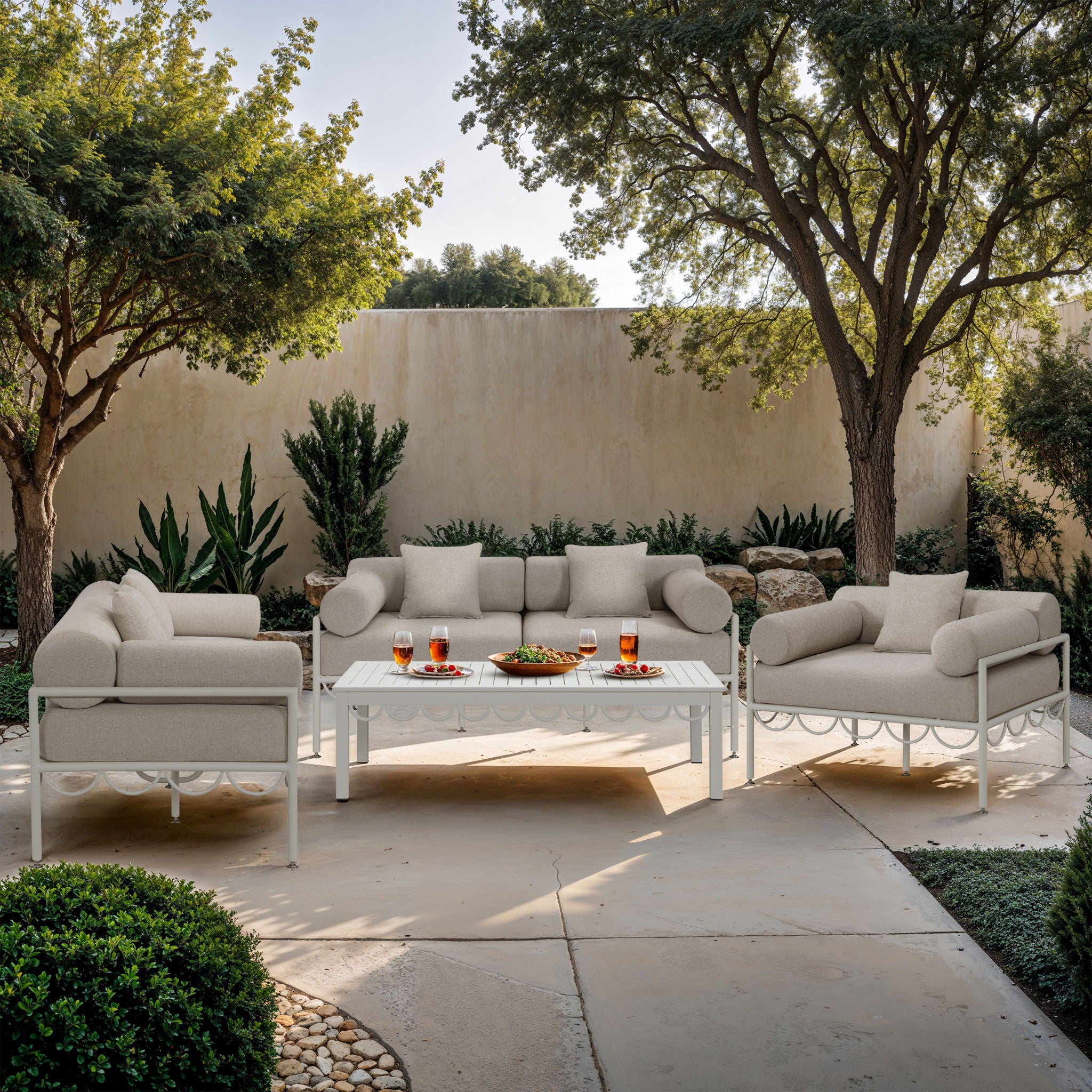 Portofino - Resilient Water Repellent Fabric 69.75" Upholstered Outdoor Patio Loveseat
