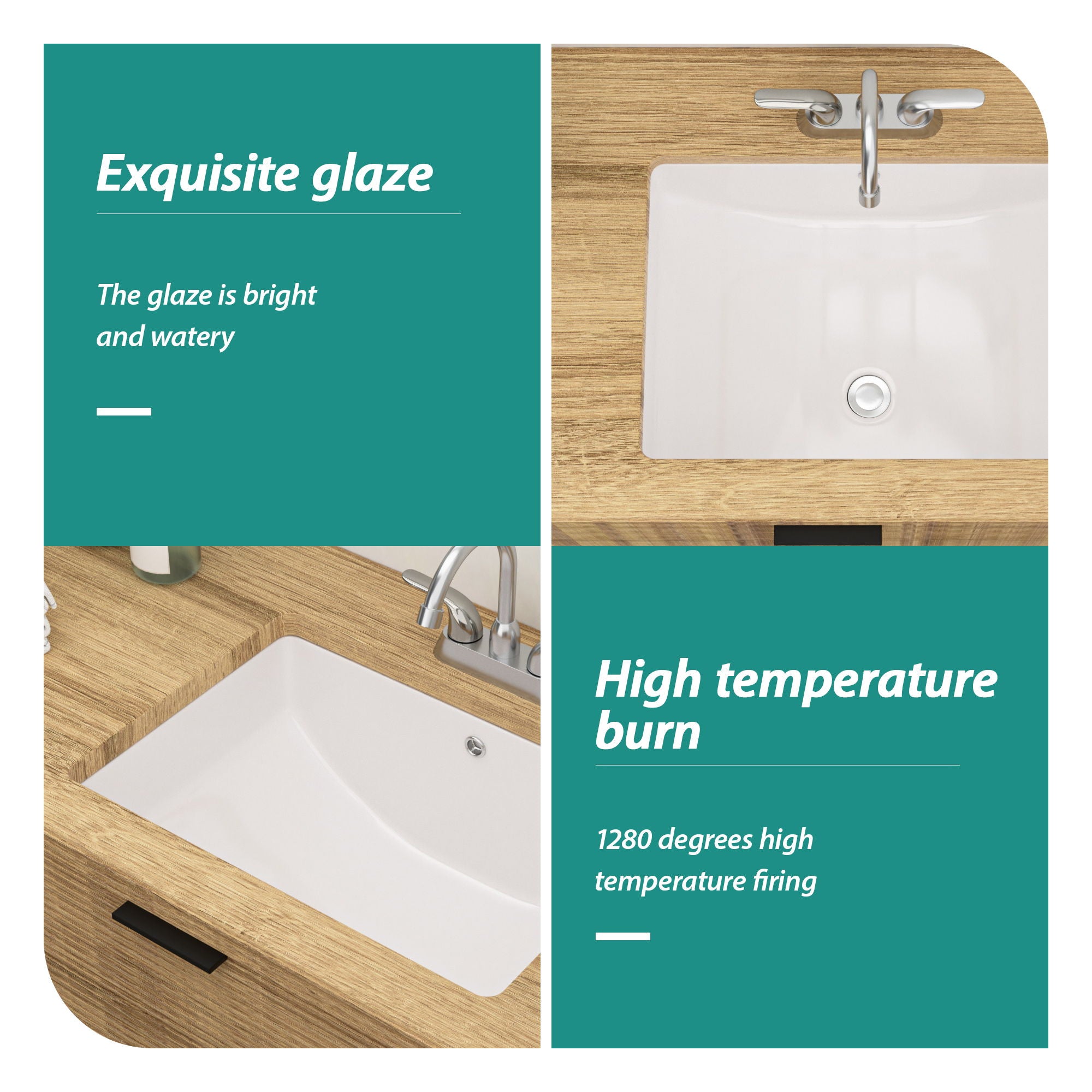 Modern Ceramic Undermount Bathroom Sink With Overflow, High Quality