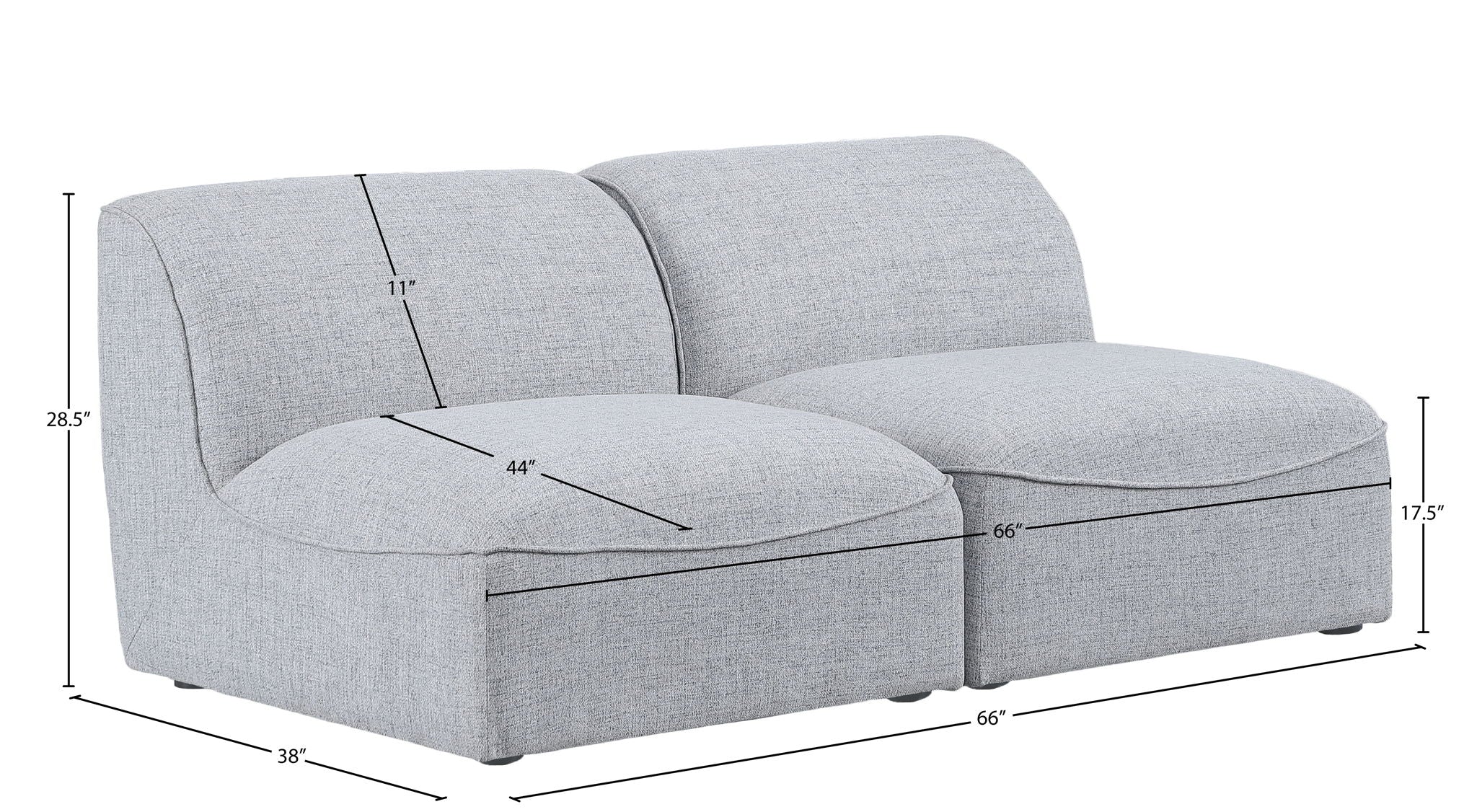 Miramar - 2 Seat Armless Modular Sofa