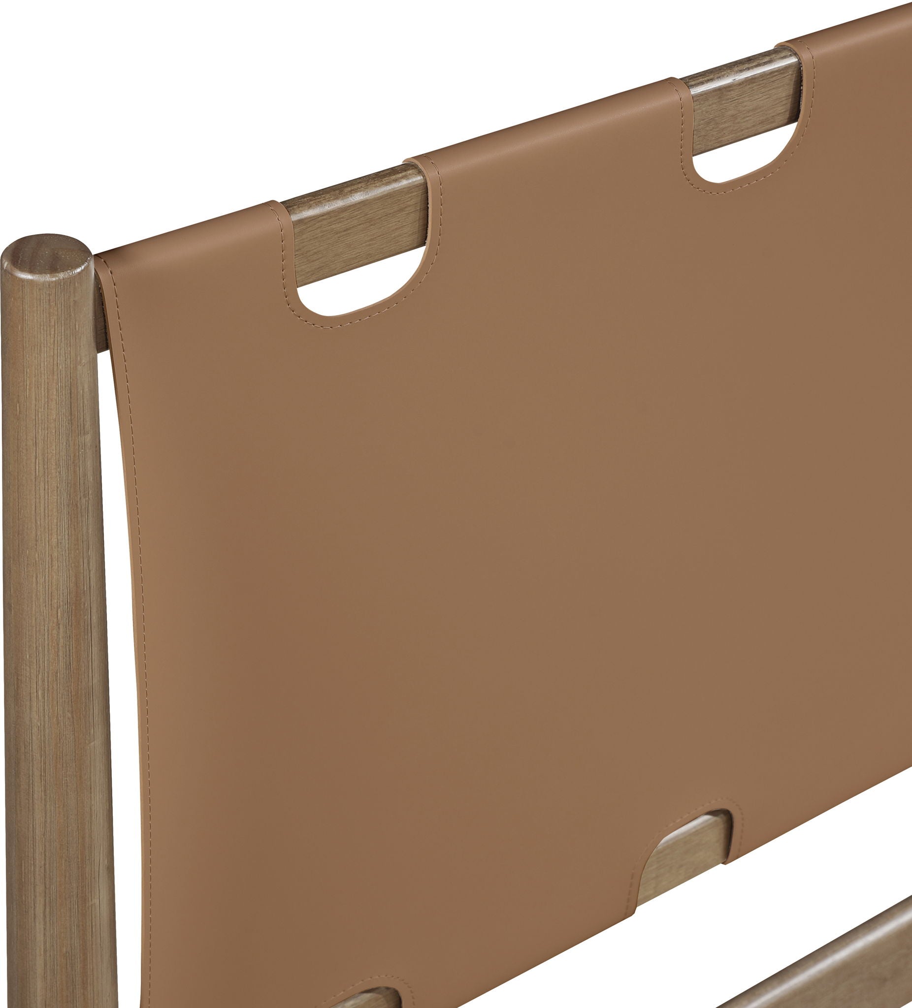 Santos - Vegan Leather Headboard And Wood Bed - Waxed Brown Frame