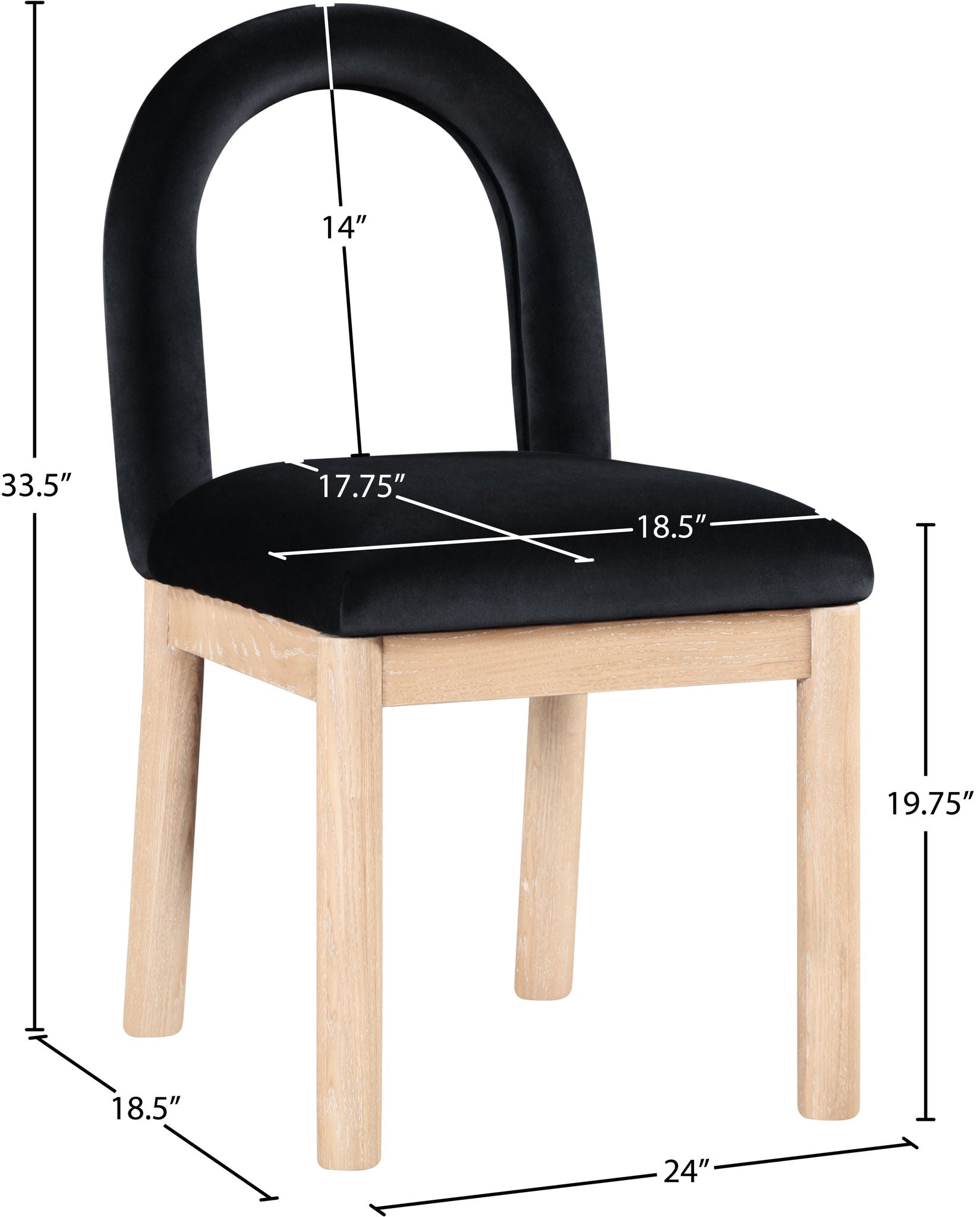 Conrad - Velvet Dining Chair With Natural Legs
