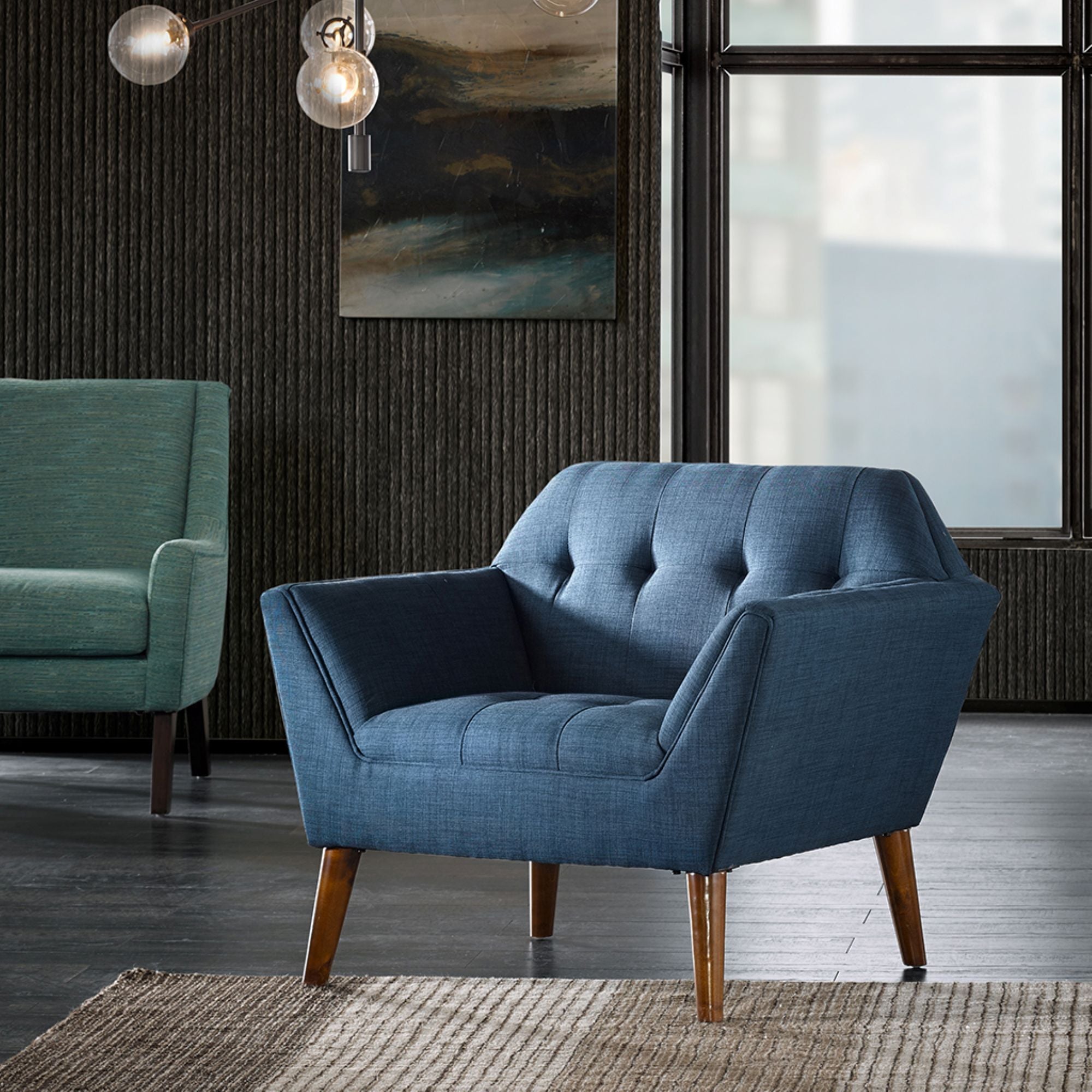 Modern Lounge Chair With Button Tufting