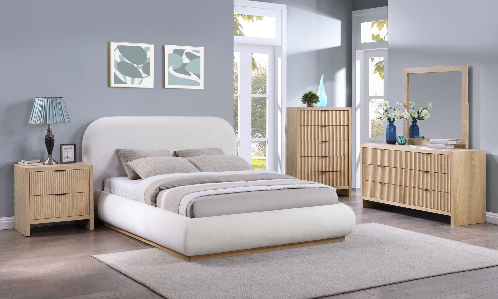 Vaughn - Linen Bed With Natural Base