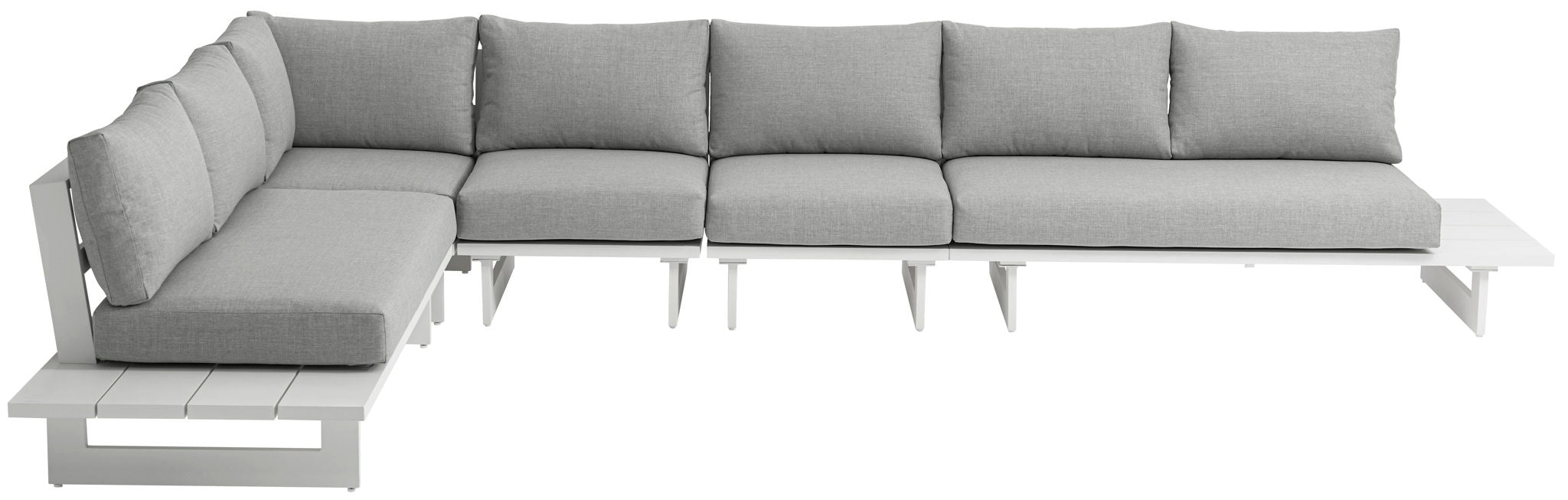 Maldives - 5 Piece Water Resistant Outdoor Patio Modular Sectional With White Base