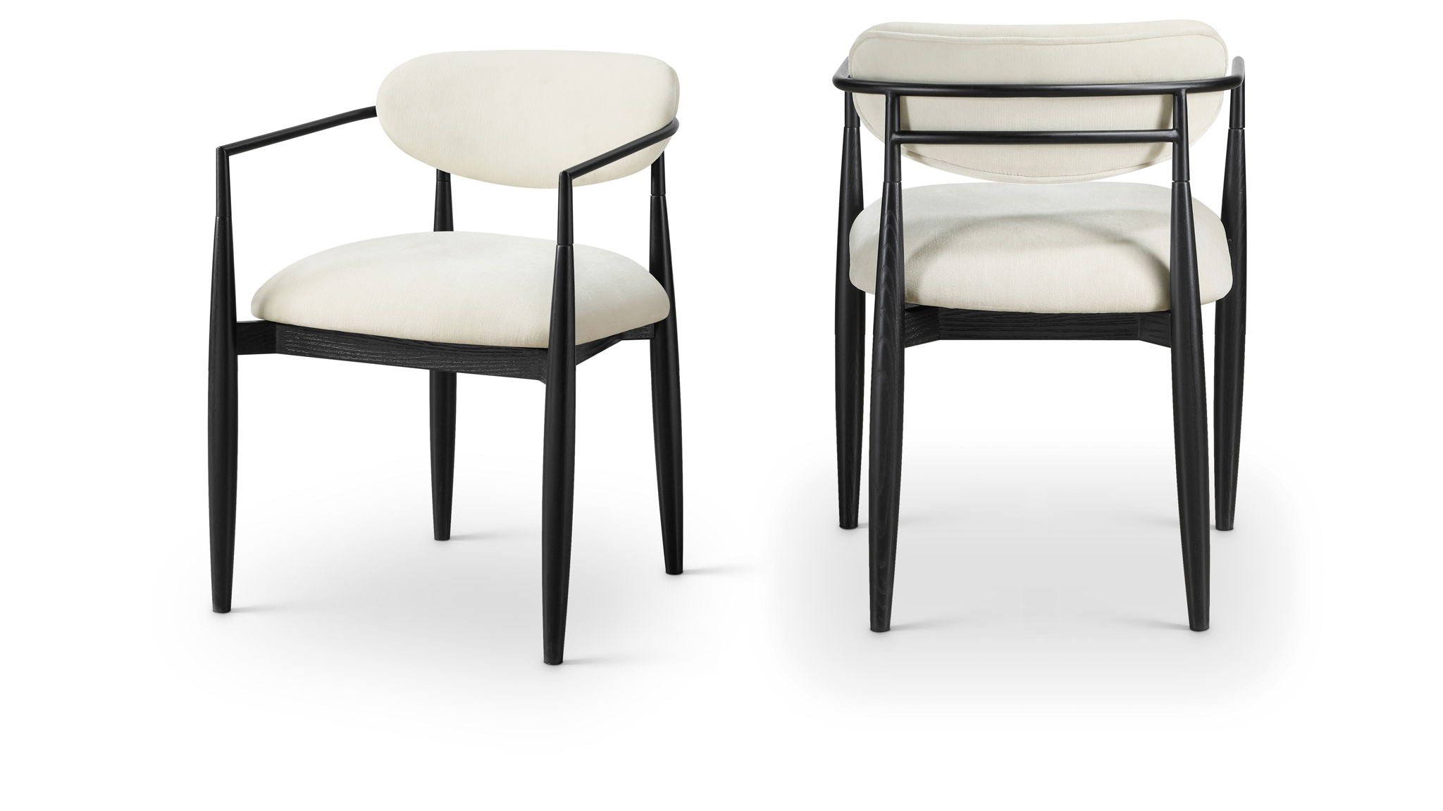 Riccio - Fabric Dining Arm Chair (Set of 2) - Black Frame