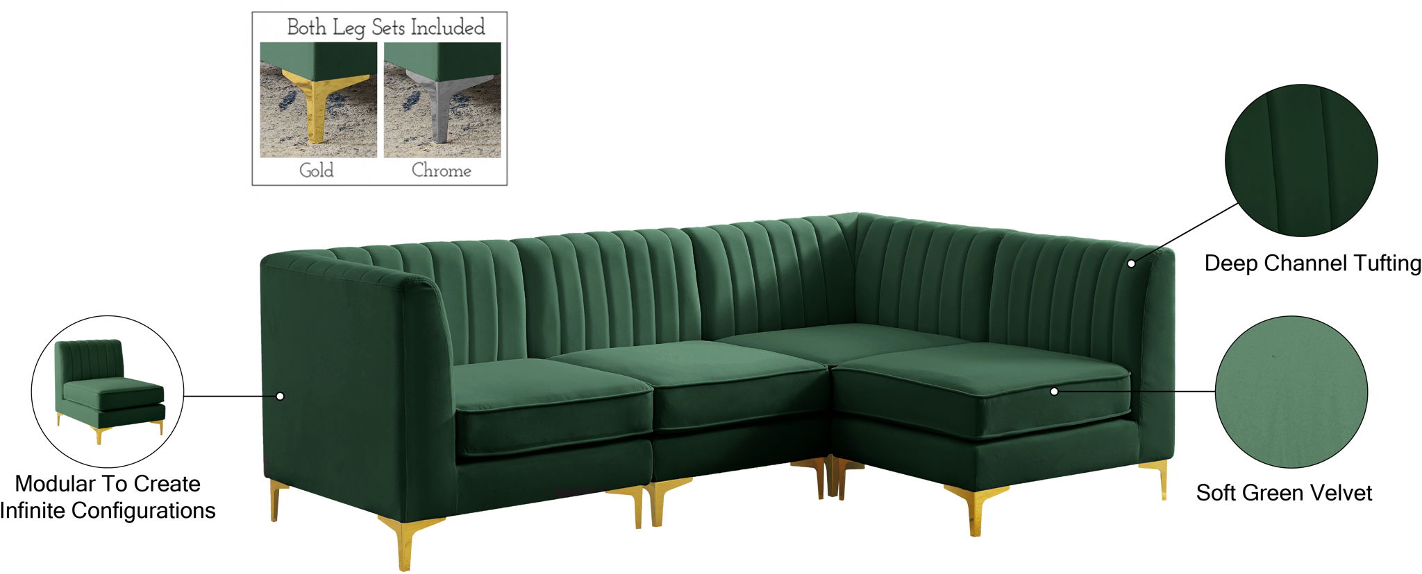 Alina - 4 Piece Modular L-Shaped Sectional