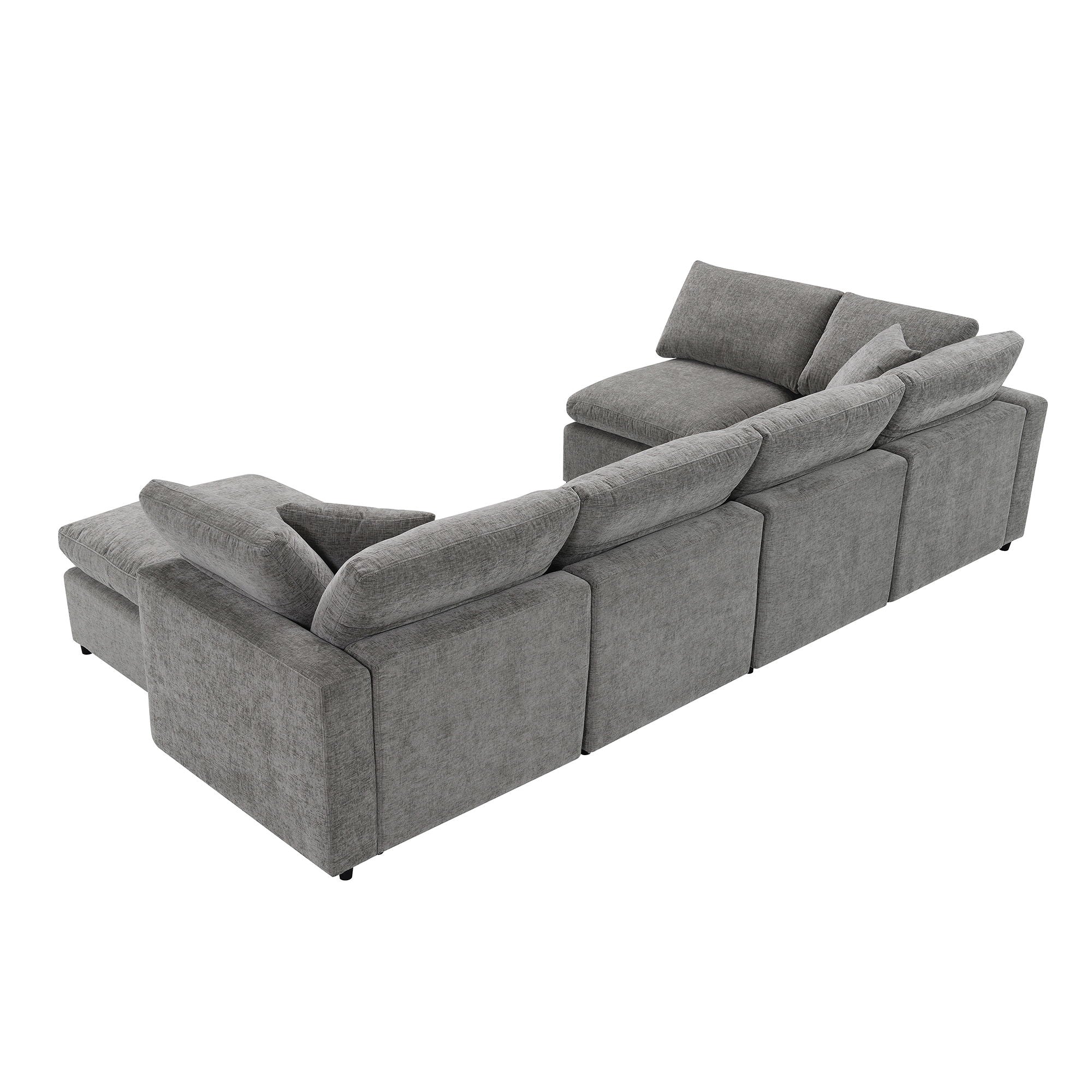 Modern Modular Cloud Sofa Bed, 6 Seat Sectional Couch Set With Ottoman, Free Combination, Convertible U Shaped Sleeper Sofa For Living Room
