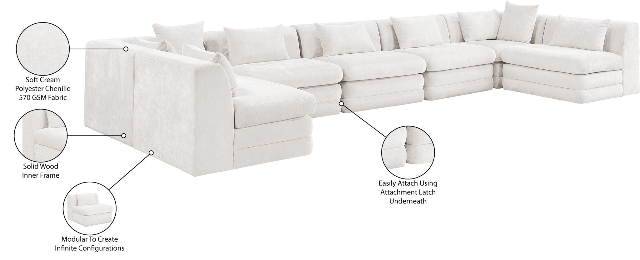 Stellar - 7 Piece Chenille Fabric Upholstered Modular Sectional