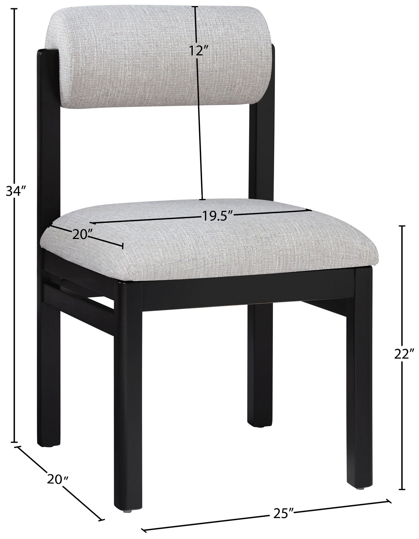 Roundhill - Fabric Dining Chair (Set of 2) - Black Frame