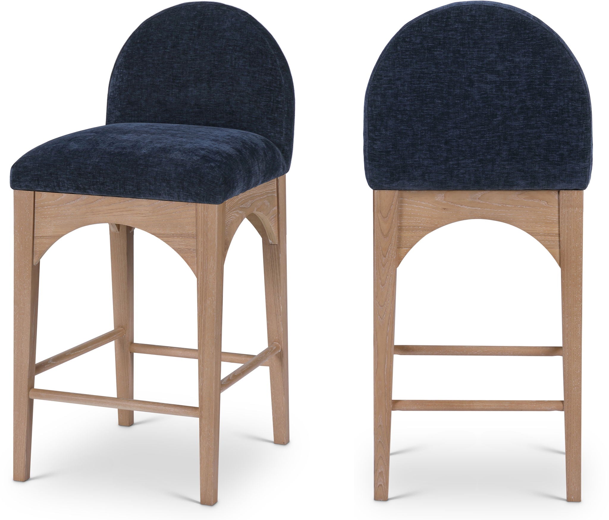 Waldorf - Chenille Stool With Natural Legs