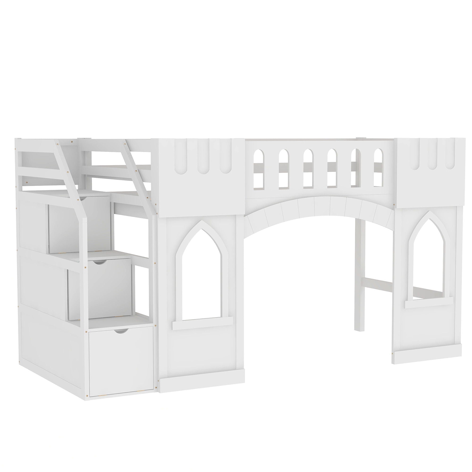 Loft Bed With Storage Staircase And Windows