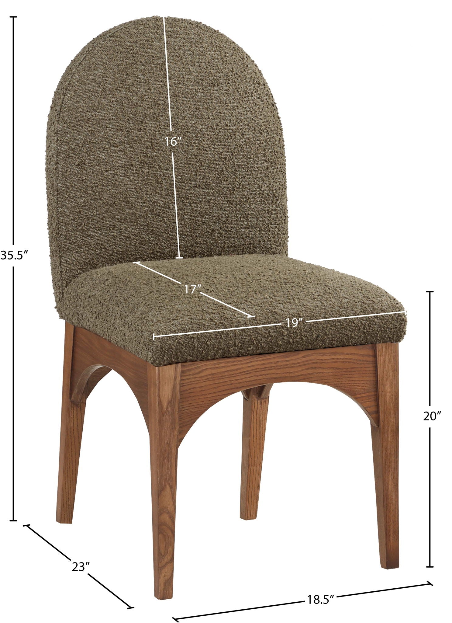 Waldorf - Boucle Dining Side Chair With Brown Legs