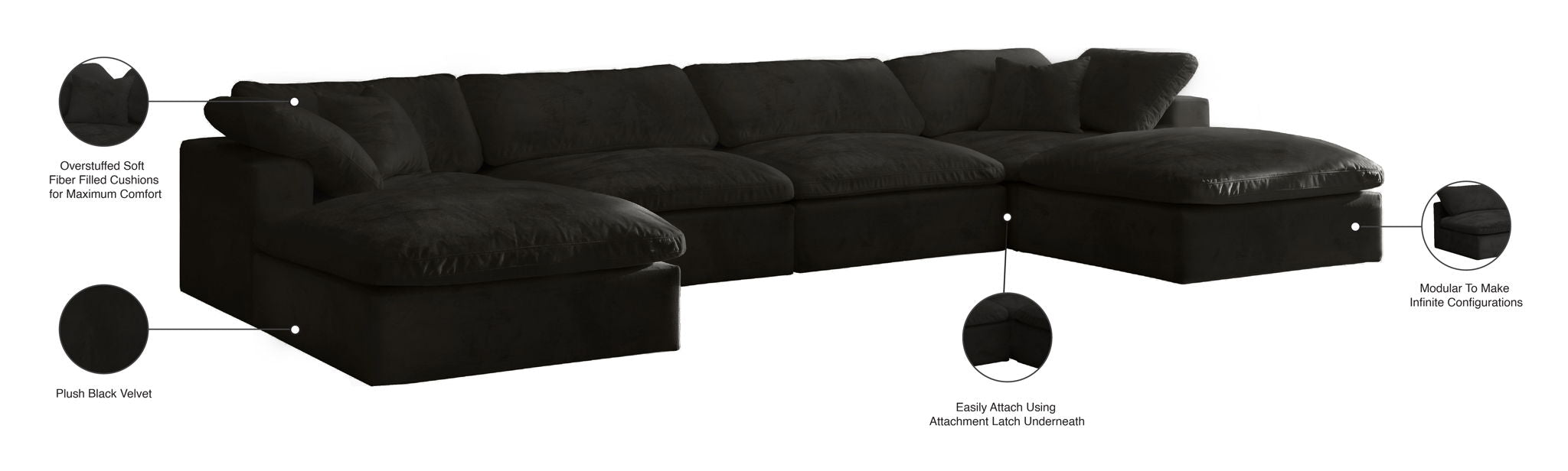 Cozy - 6 Piece Modular Double Chaise Sectional
