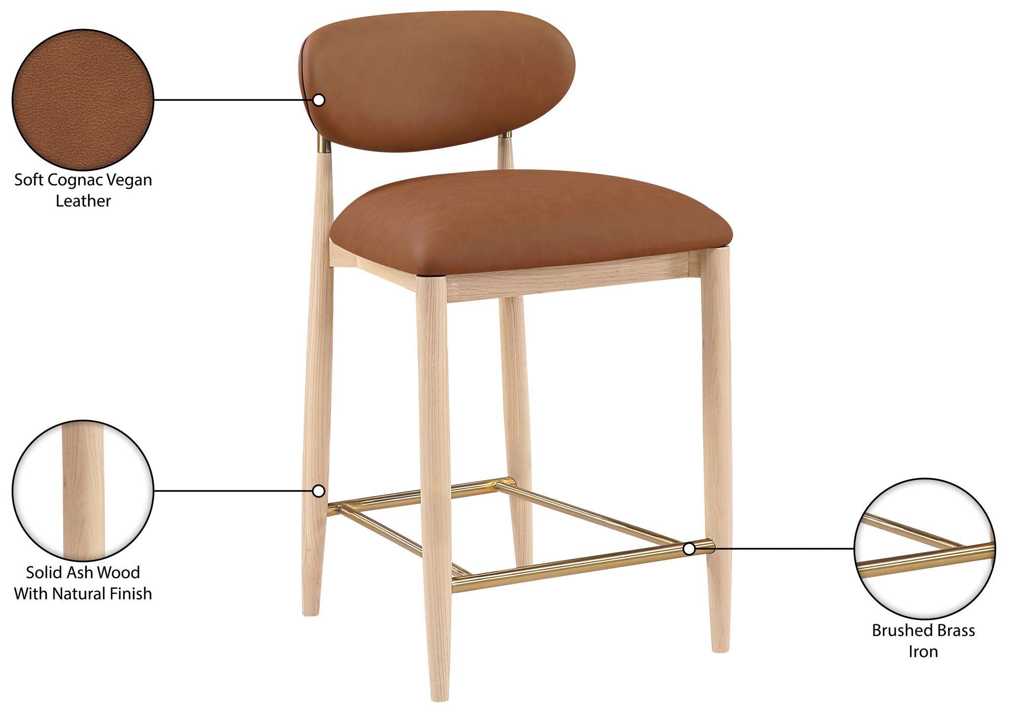 Riccio - Stool - Natural And Gold Frame