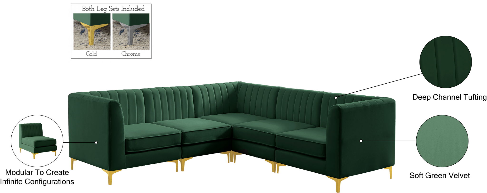 Alina - 5 Piece Modular Corner Sectional