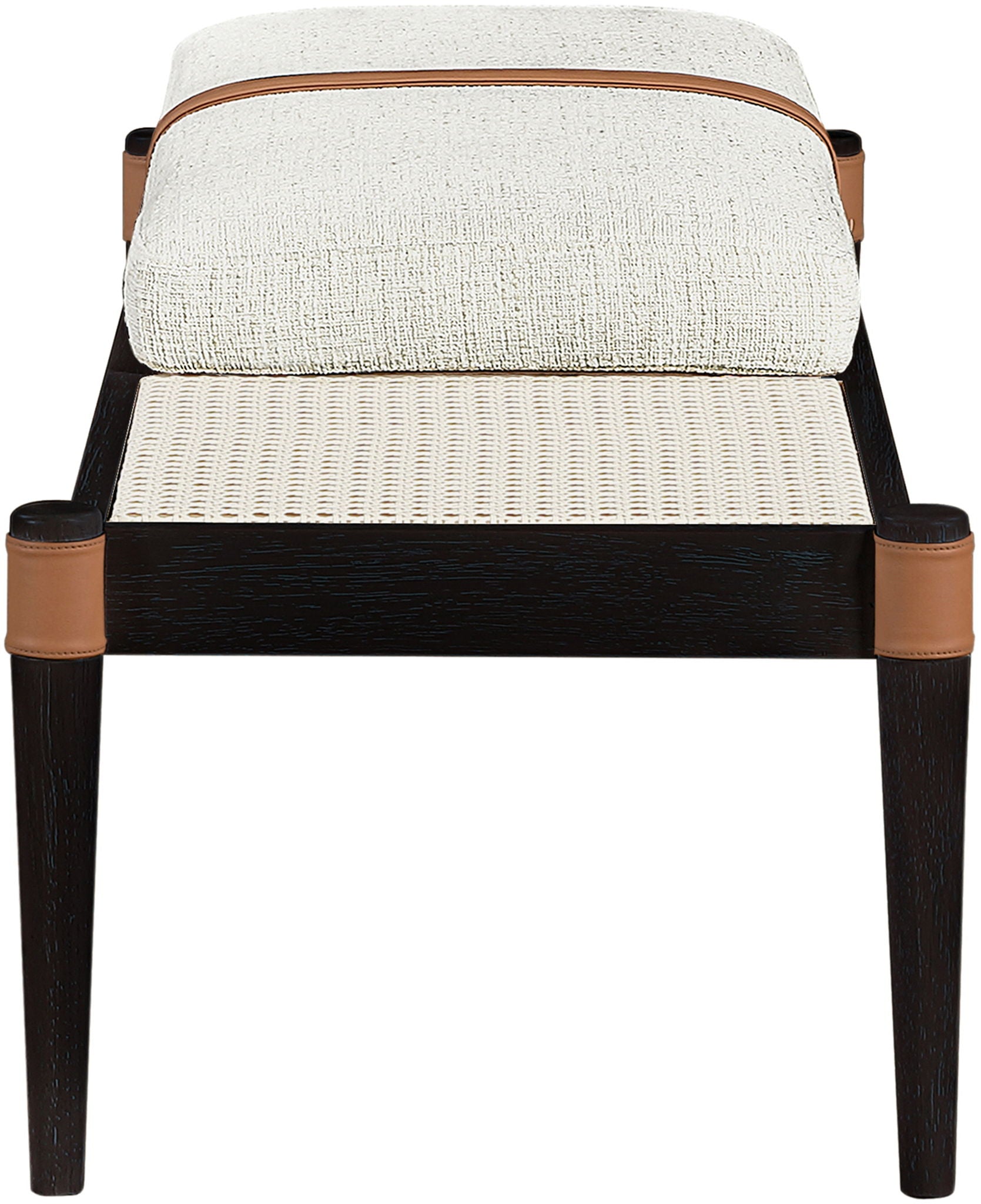 Nara - Linen Textured Fabric Upholstered Bench - Painted Black