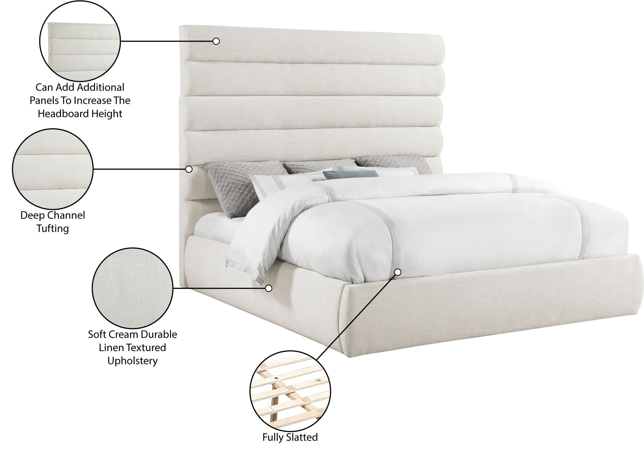 Adam - Linen Fabric Bed With 70.5" Headboard