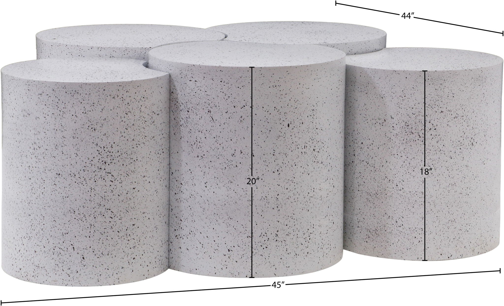 Dimple - 20" 5 Piece Modular Coffee Table - Terazzo Finish