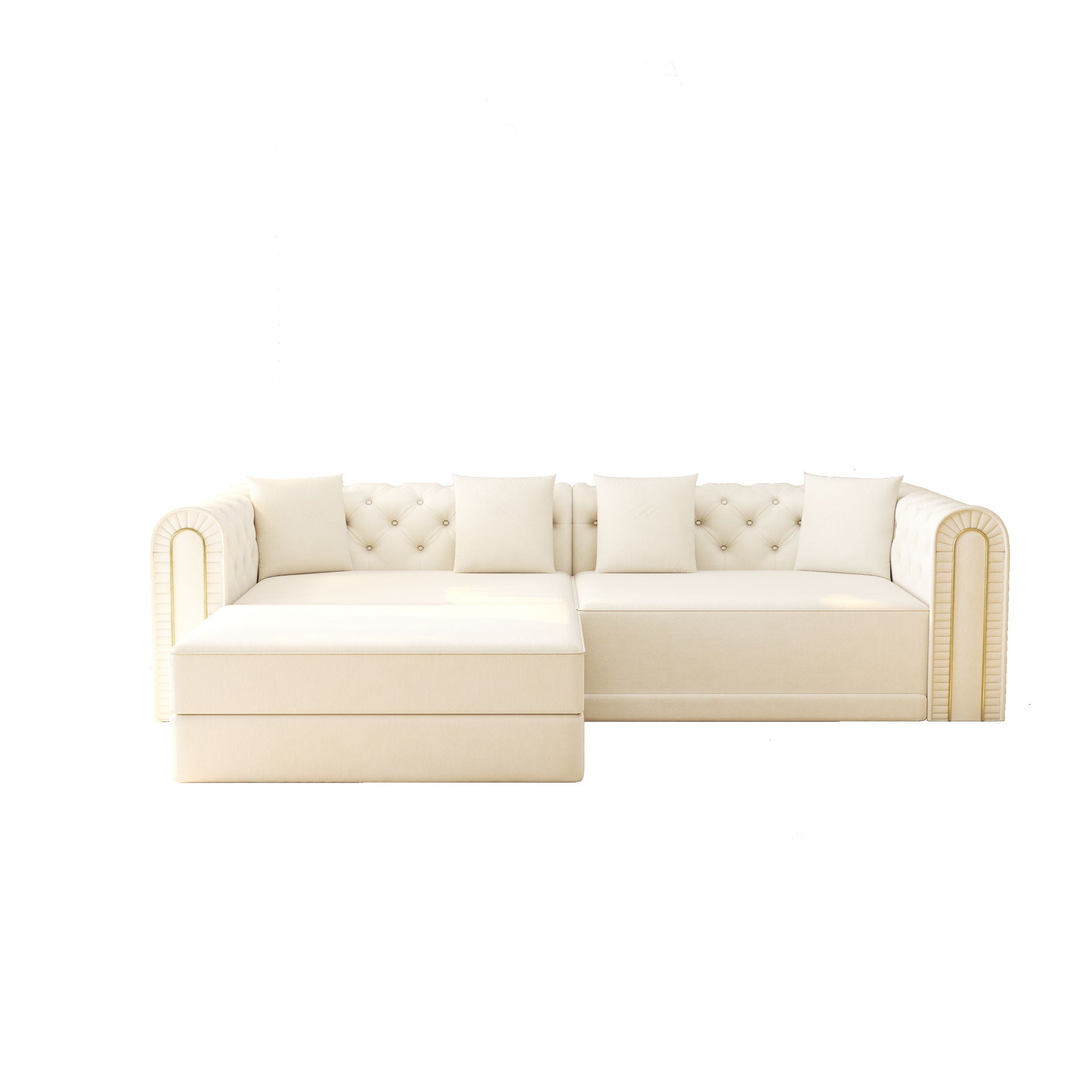 3-In-1 Convertible Sleeper Sofa With Movable Ottoman For Living Room