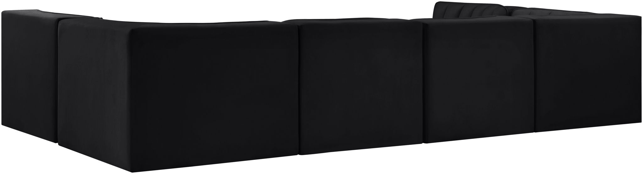 Rummi - Armless Velvet Performance Fabric Upholstered 6 Piece Modular Sectional