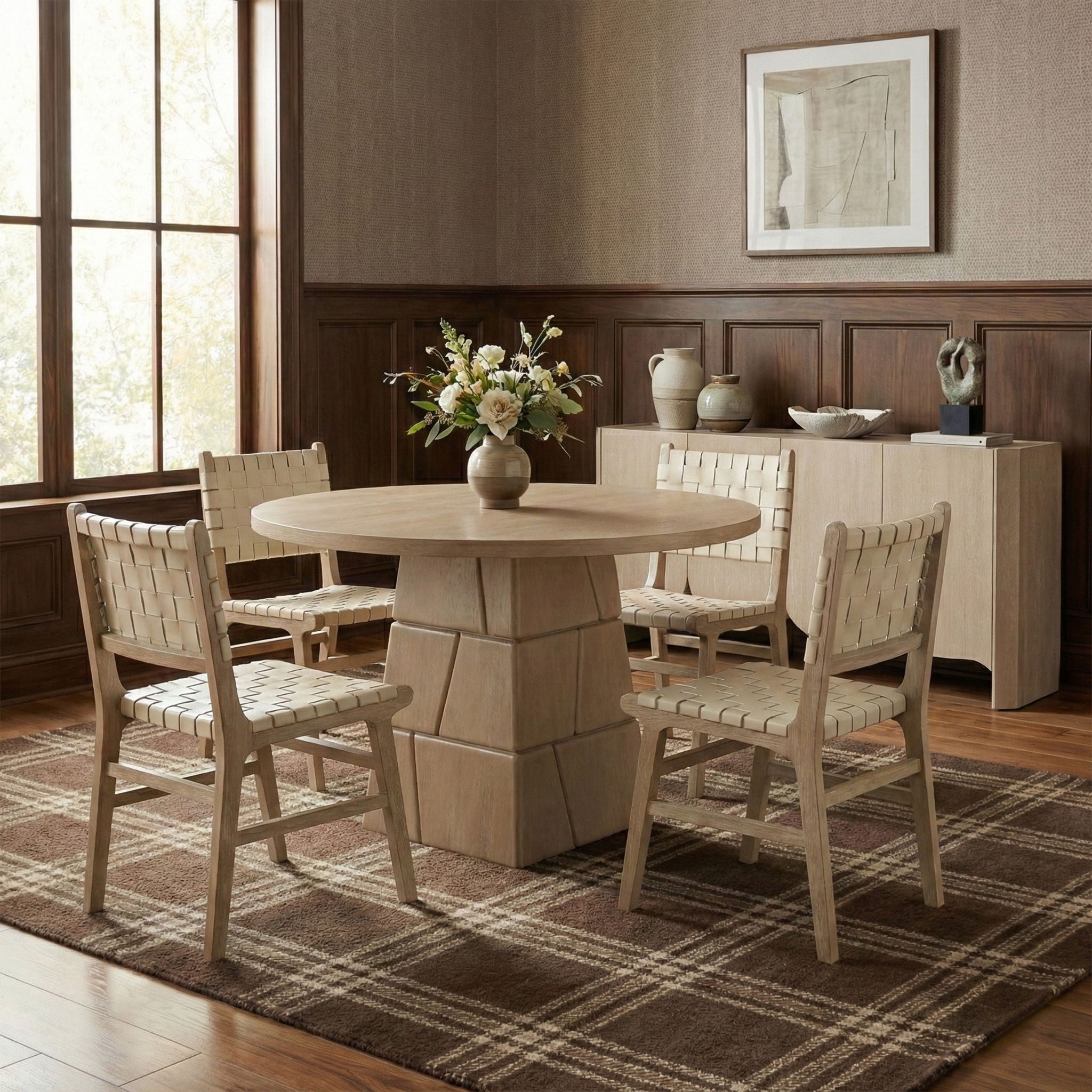 Entwine - Vegan Leather Upholstered Dining Chair - Painted Natural