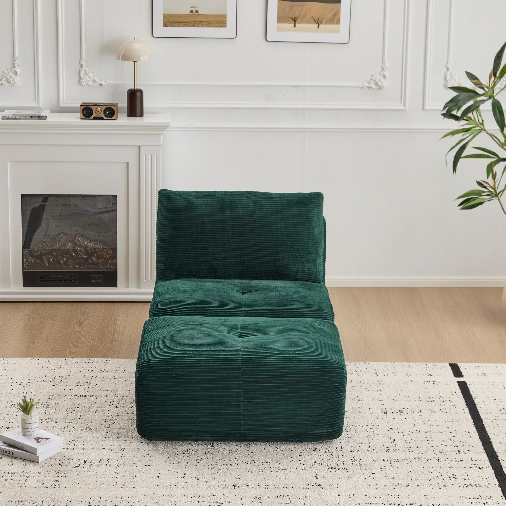 Single Chaise Longue With Movable Ottoman For Living Room