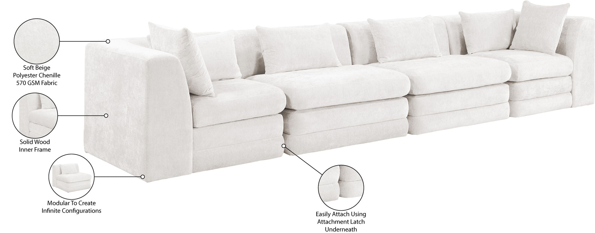 Stellar - 4 Piece Upholstered Modular Sectional
