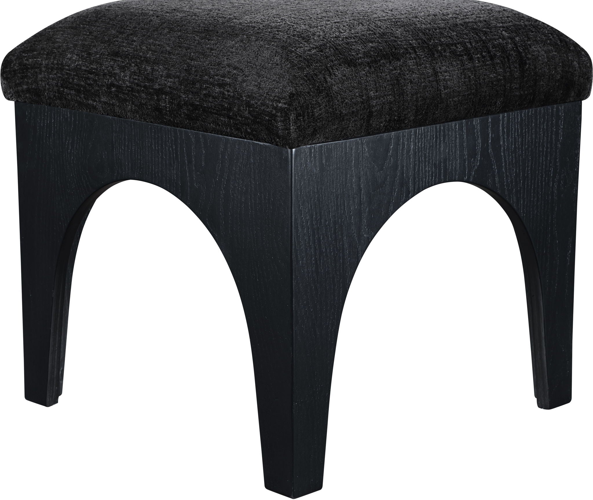 Lawson - Chenille Fabric Ottoman - Black Base