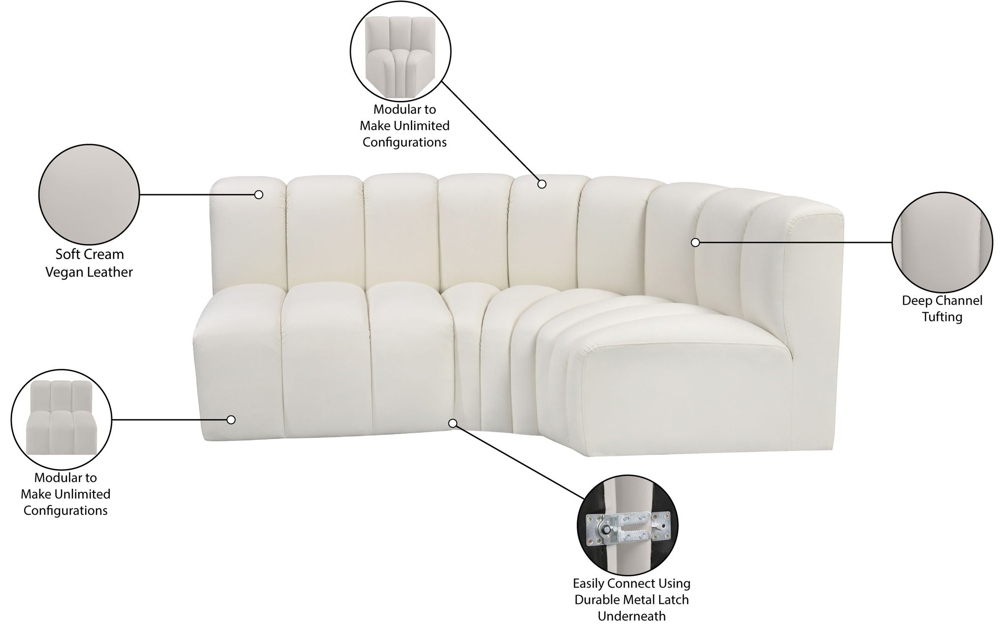 Arc - Faux Leather 3 Piece Sofa