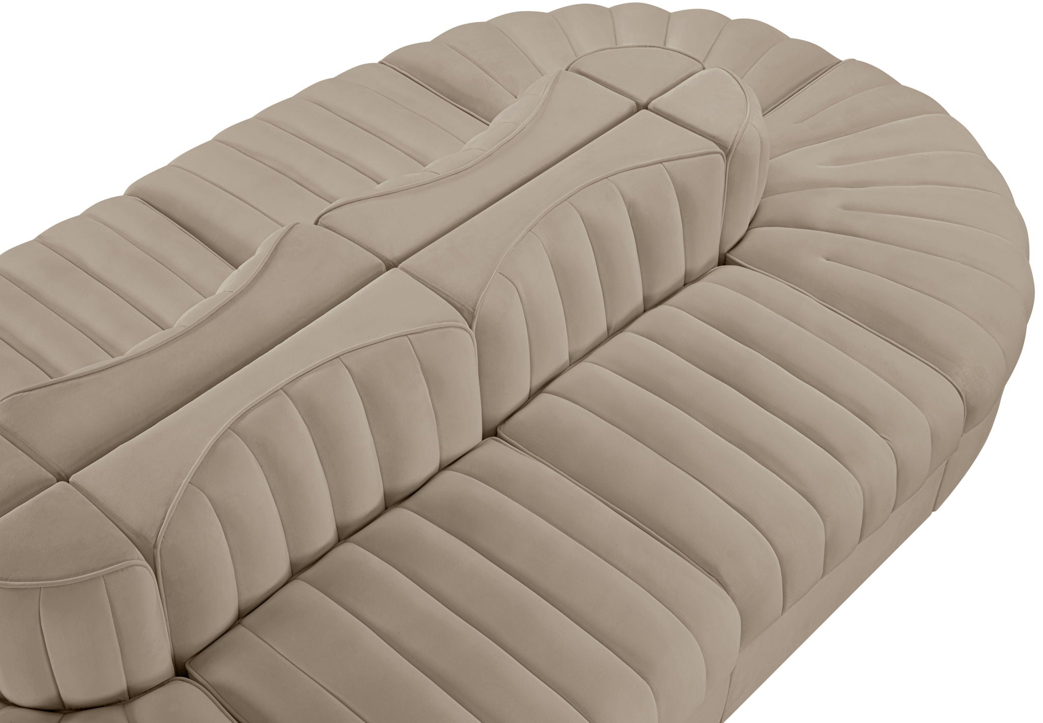 Rummi - Oval Velvet Performance Fabric Upholstered 8 Piece Modular Sectional