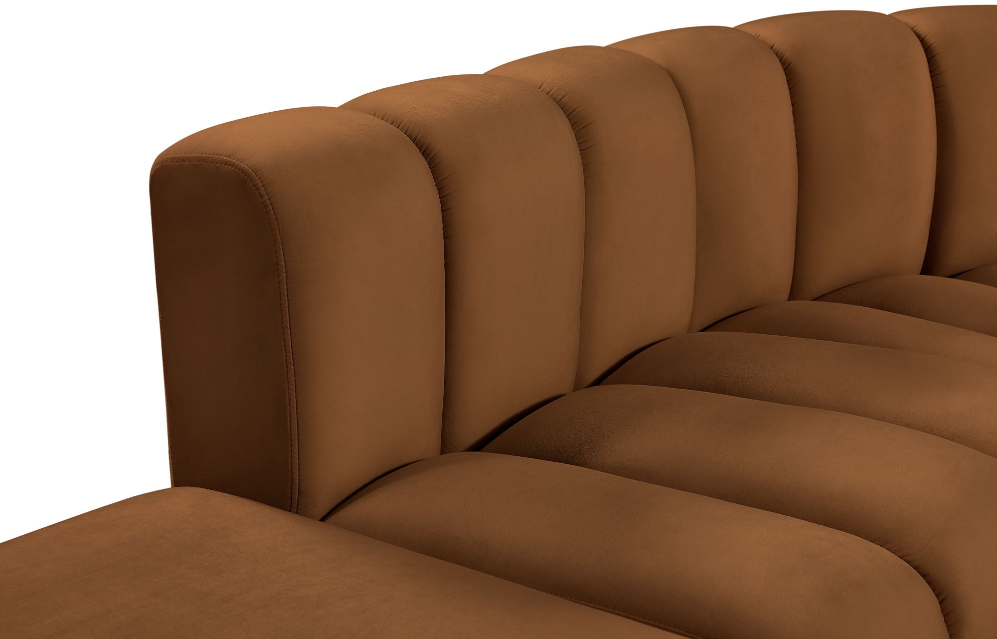 Arc - Velvet 7 Piece Corner Modular Sofa - Saddle