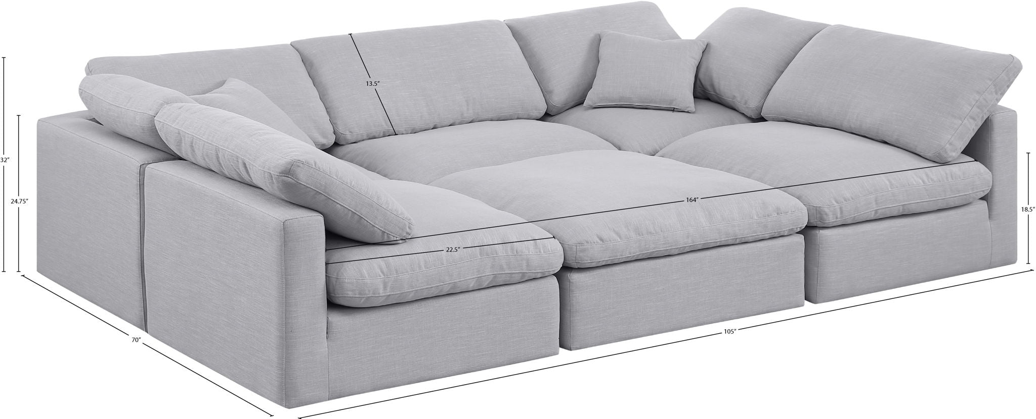 Indulge - Linen 6 Piece Modular Sectional