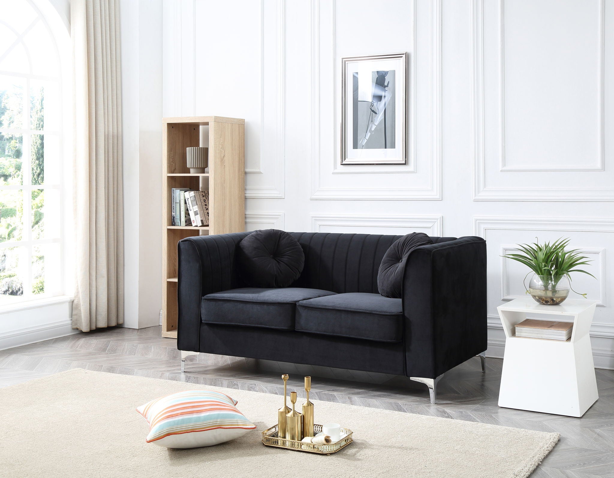 Glam Styled Micro Suede Loveseat