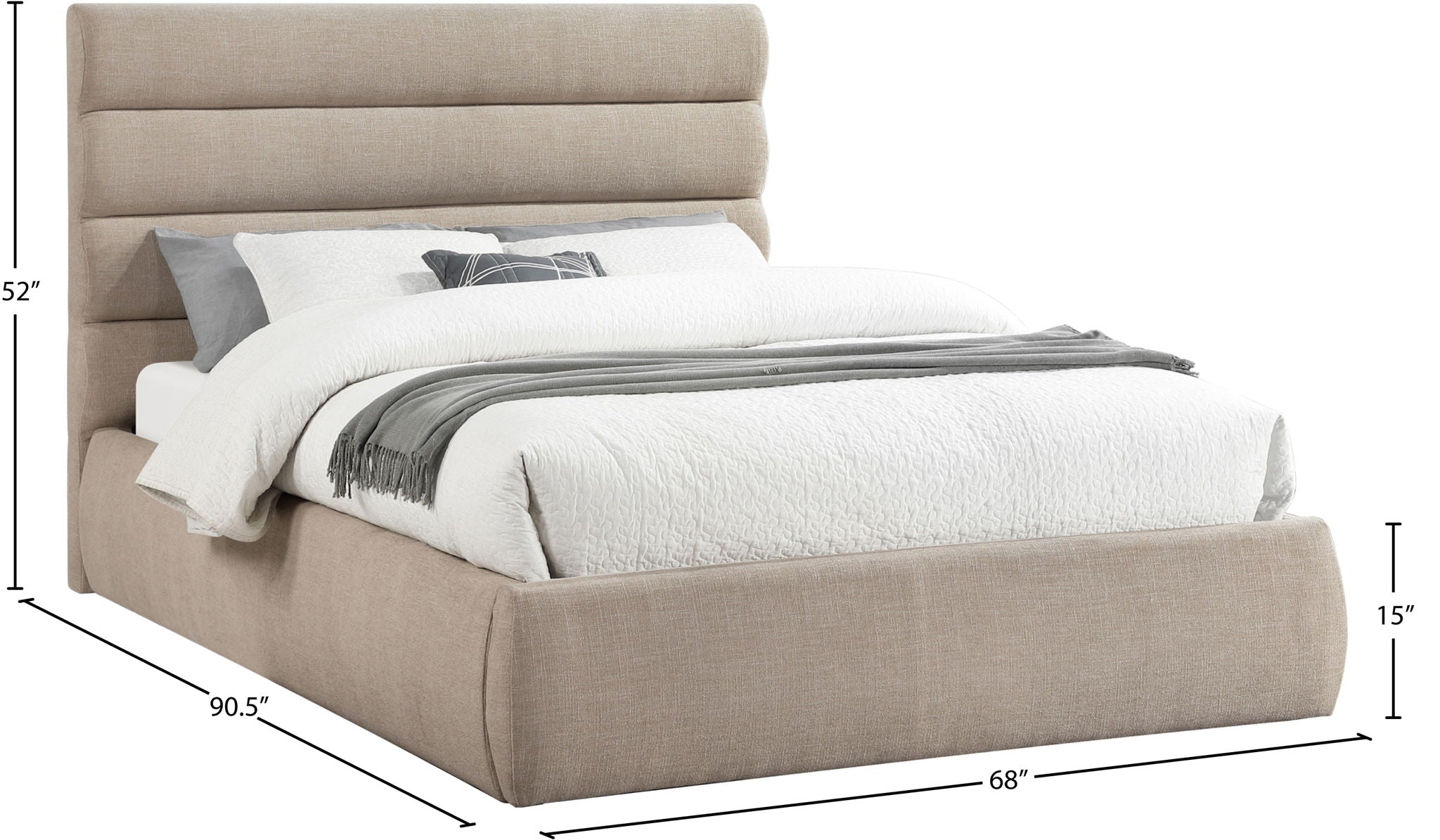 Adam - Linen Fabric Bed With 52" Headboard