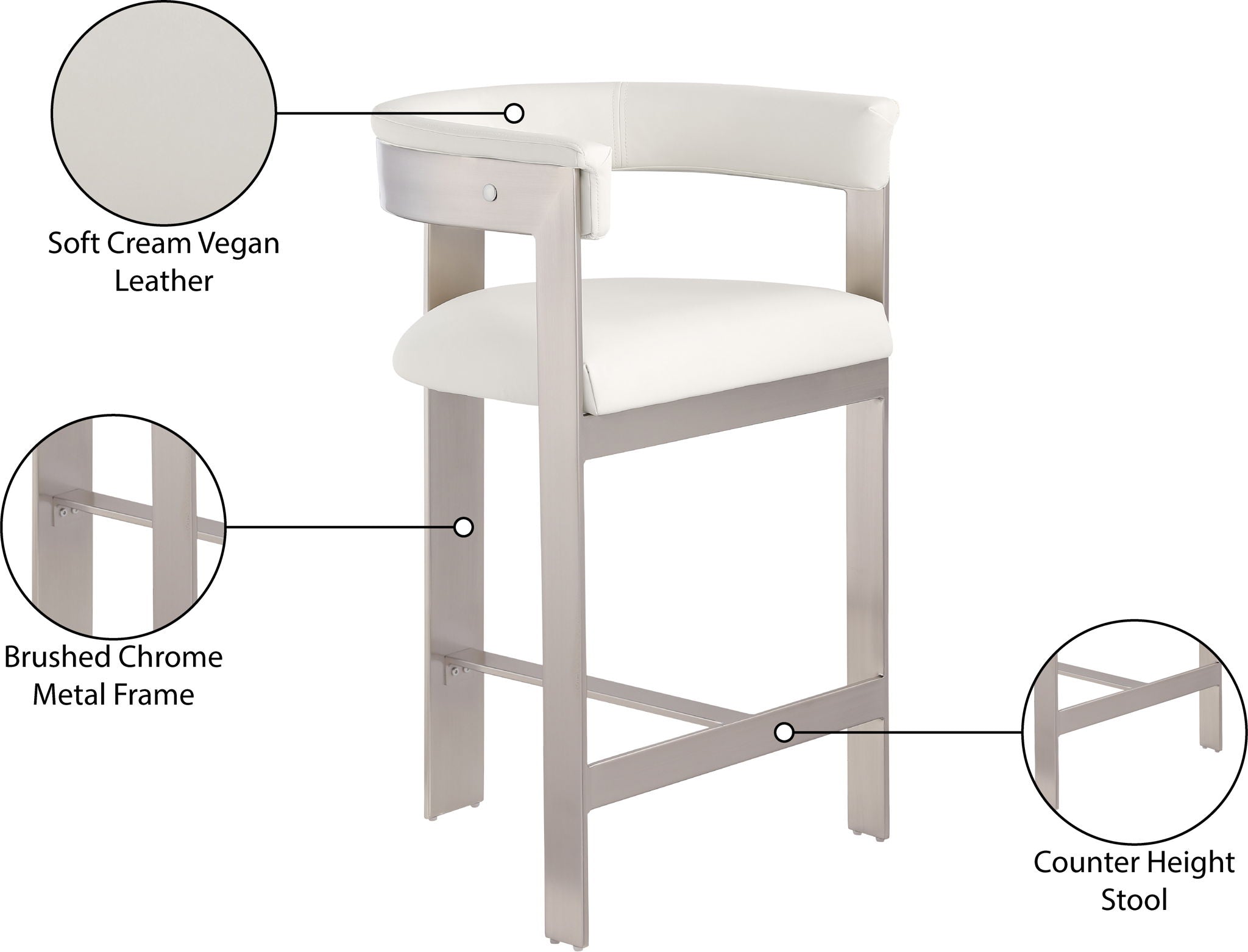 Romeo - Faux Leather Counter Stool With Silver Base (Set of 2)