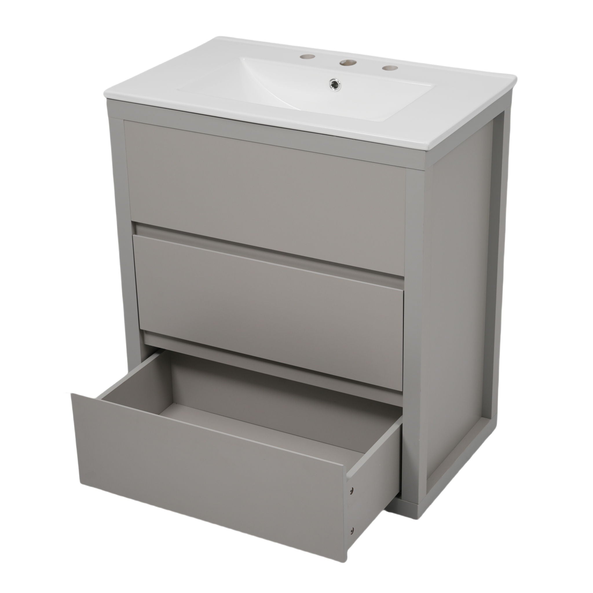 Double Sinks Bathroom Vanity Set With 2 Ceramic Basins