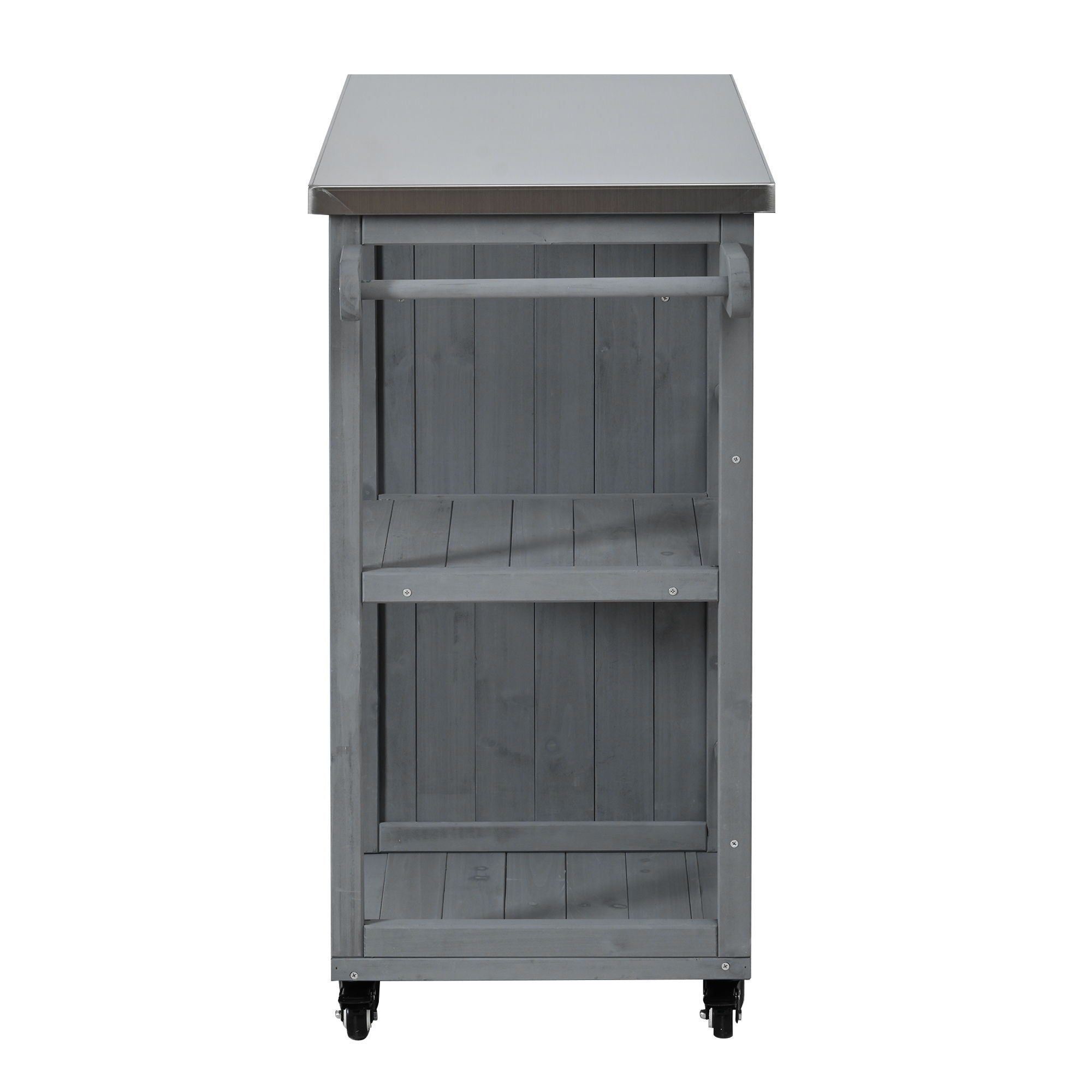 Outdoor Kitchen Island Prep Station With Lockable Wheels, Ample Storage, Towel & Spice Racks