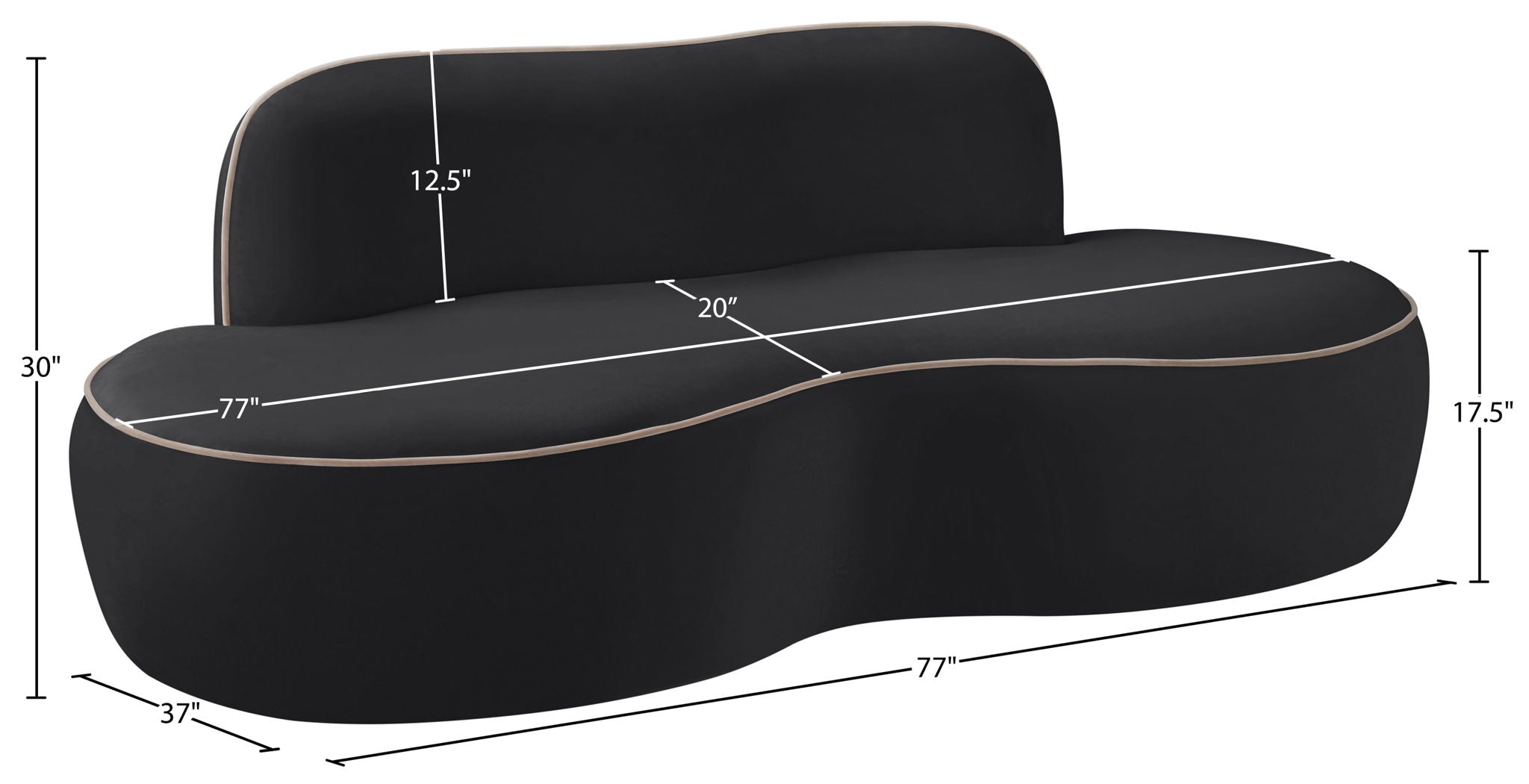 Swerve - Velvet 77" Upholstered Loveseat