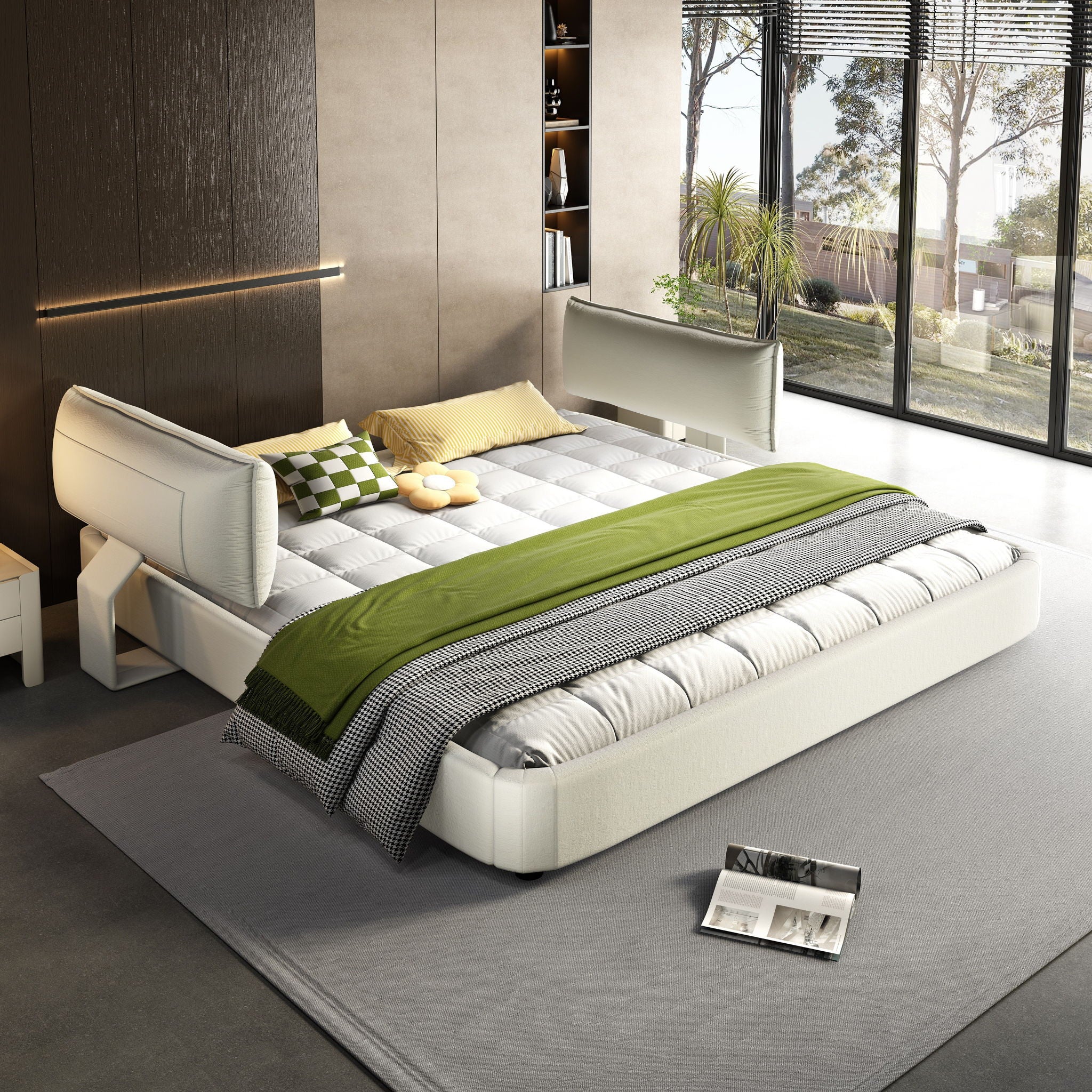 Cloud Bed Frame With Oversized Padded Movable Headboard